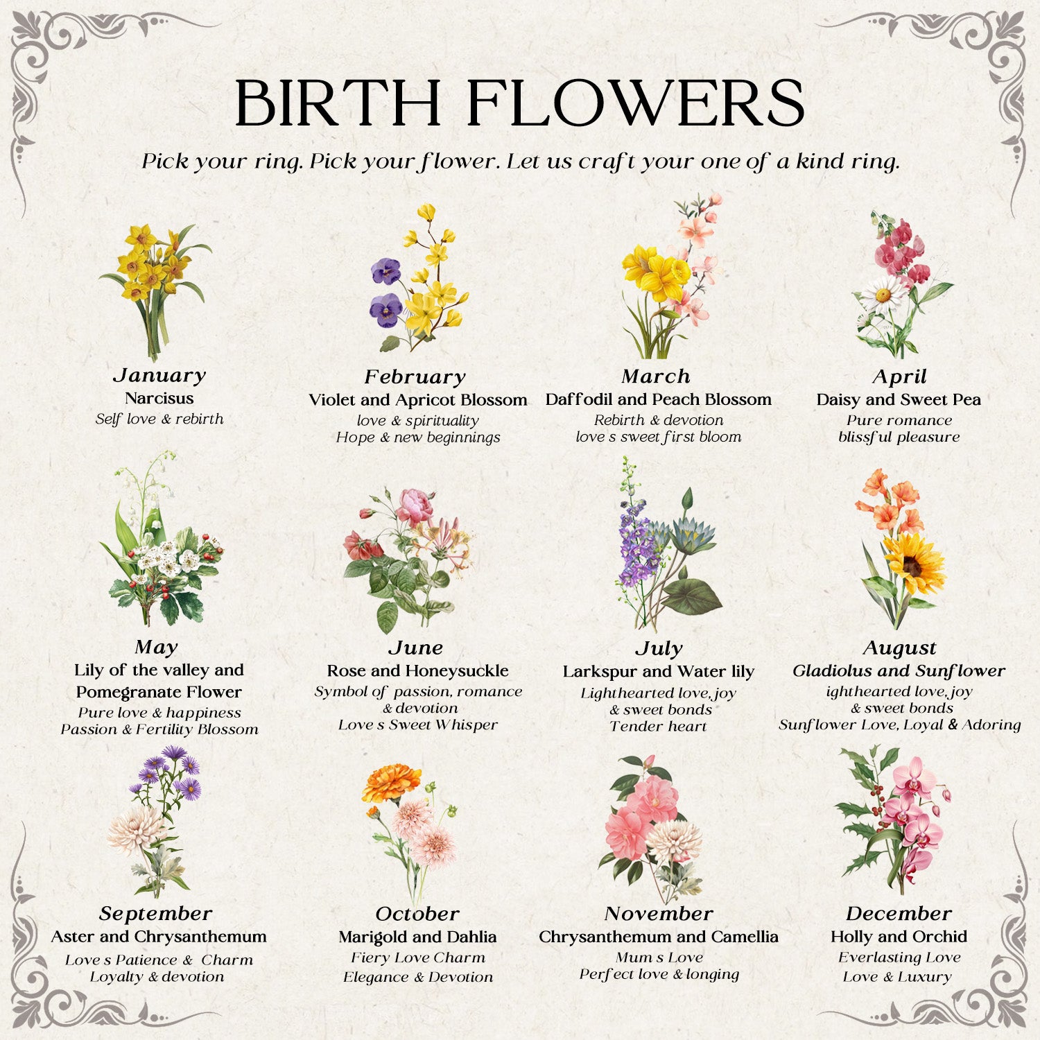 Couple Ring - Blingflare Grape Leaf Inspired Moissanite Promise Ring Set