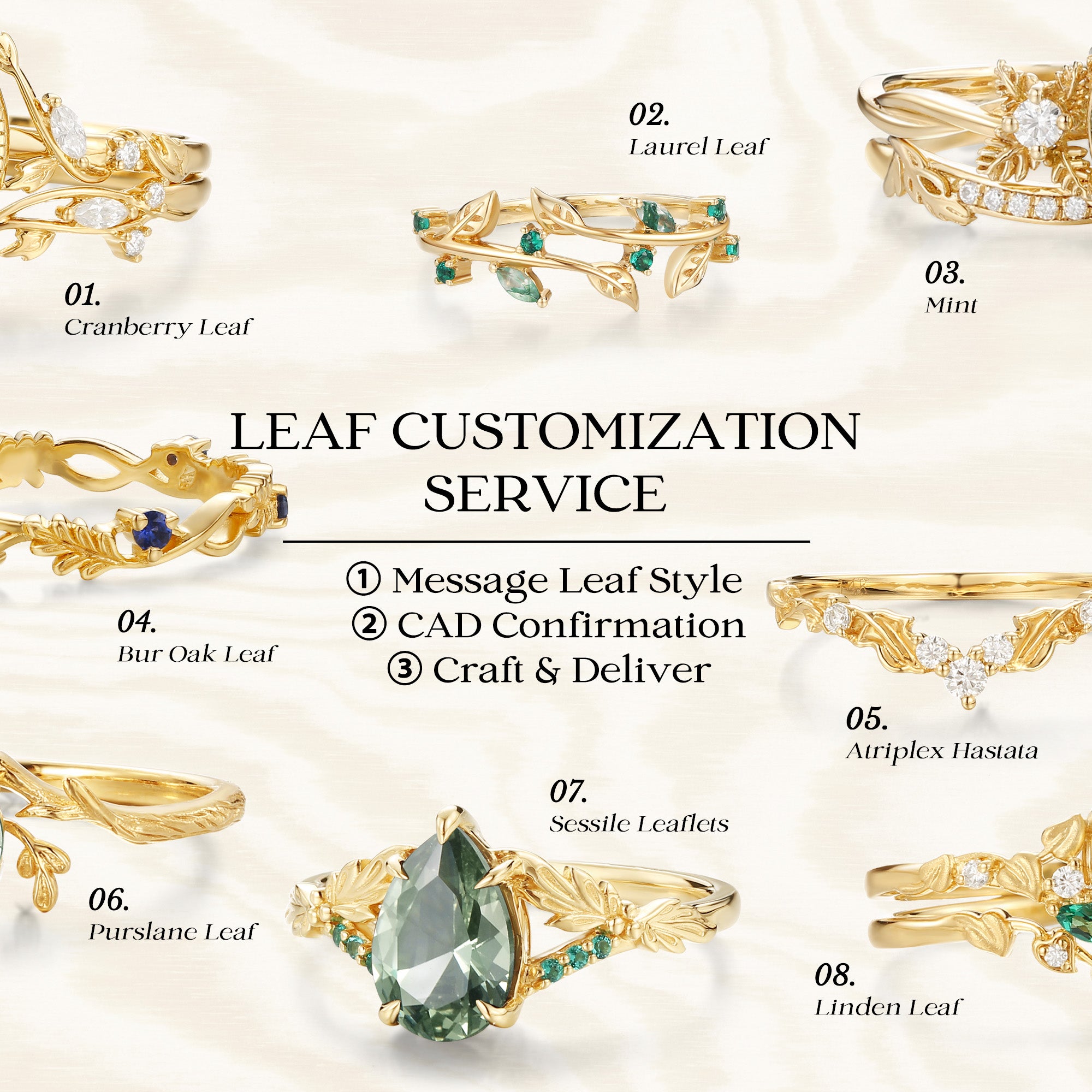 Clarissa - Pear Cut Moissanite Vine Inspired Leafy Bridal Set 2pcs