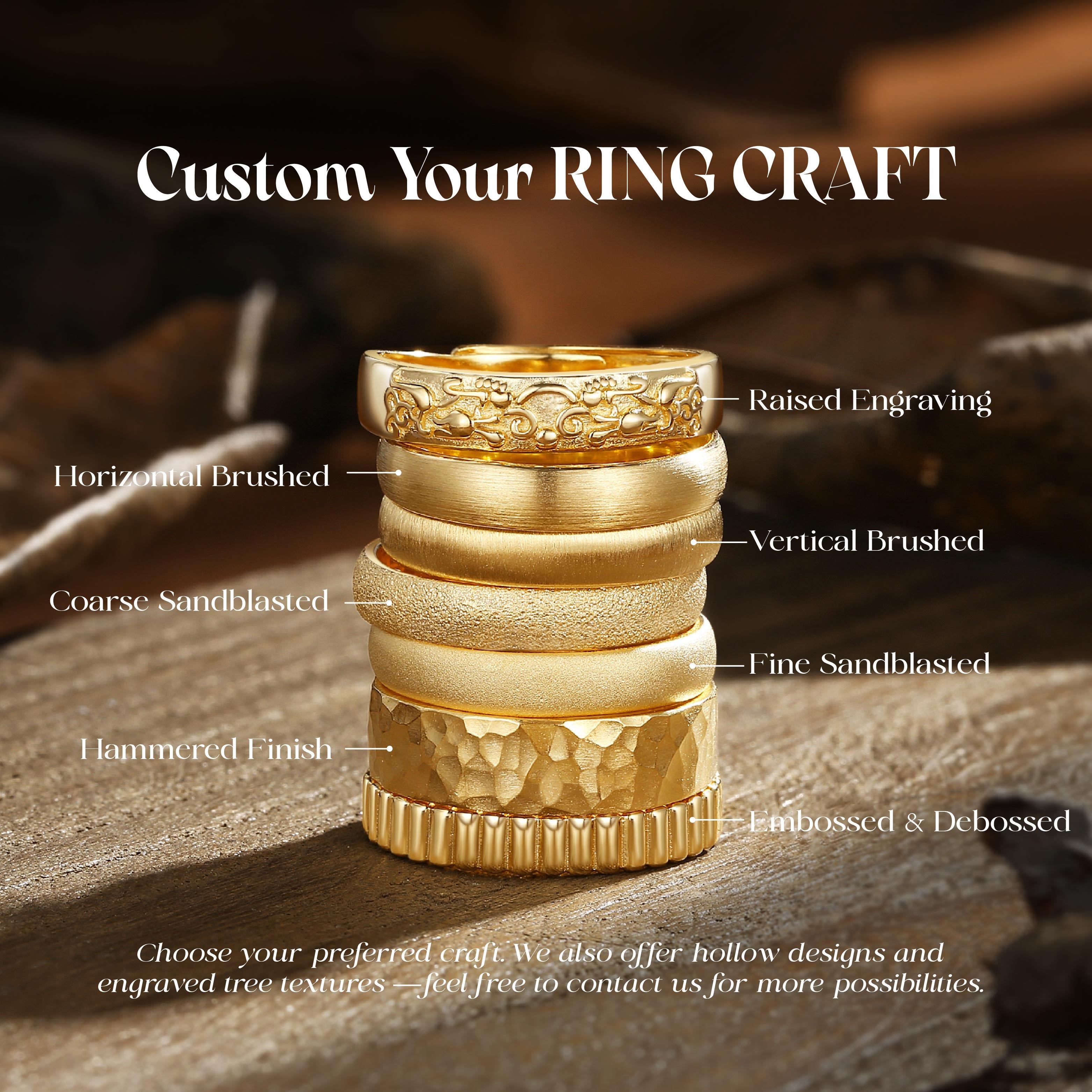 Brushed Gold Ring with Lab Diamond Men's Matte Wedding Band