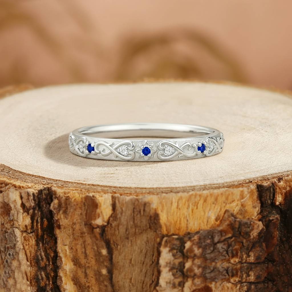 Vintage Inspired Alexandrite Flower Wedding Band