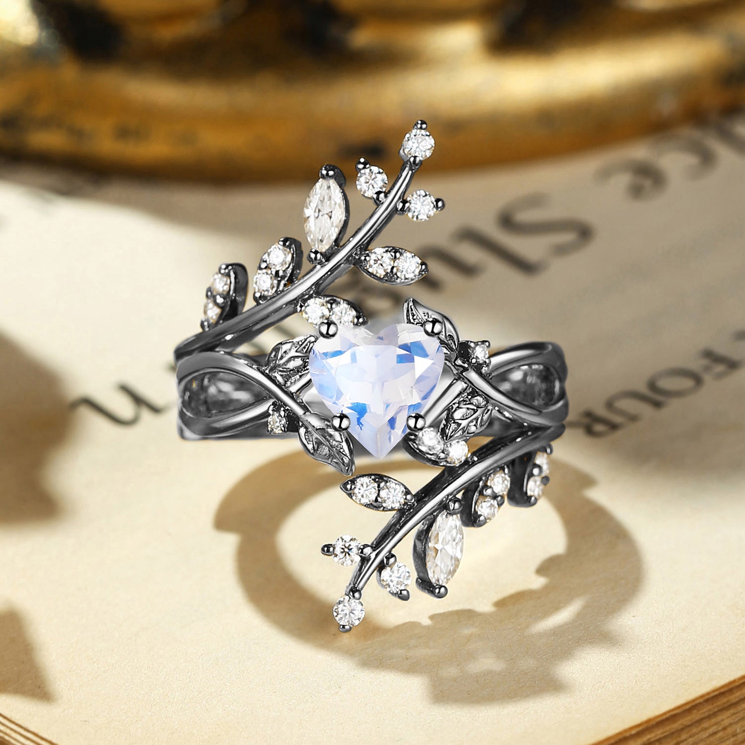 Damaris - Heart Cut Moonstone Enhancer Bridal Set 2pcs