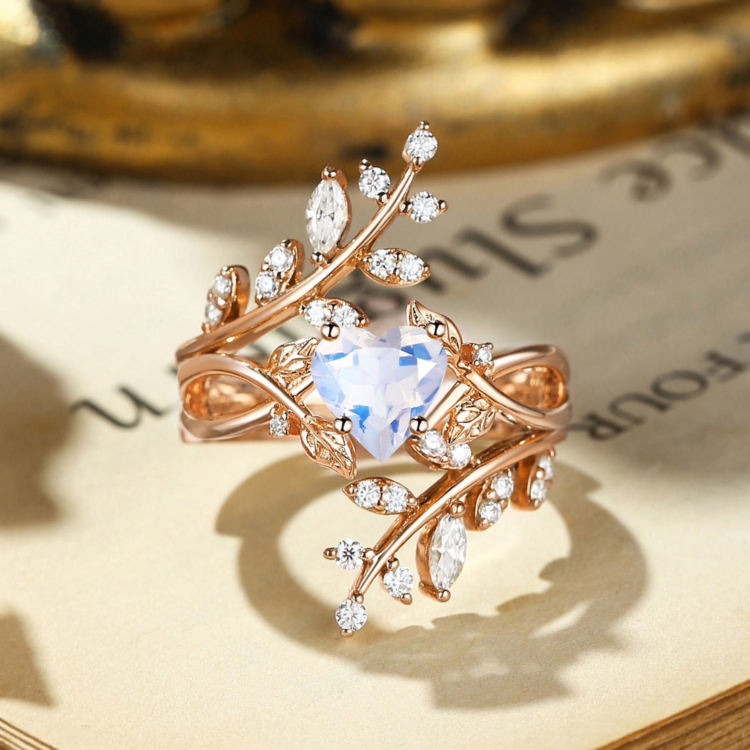 Damaris - Heart Cut Moonstone Enhancer Bridal Set 2pcs