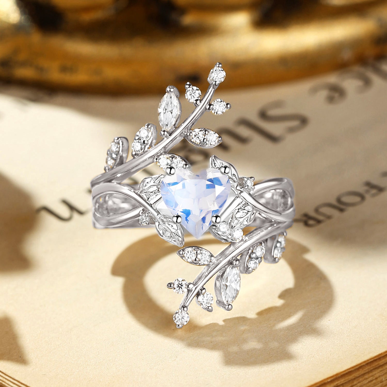 Damaris - Heart Cut Moonstone Enhancer Bridal Set 2pcs