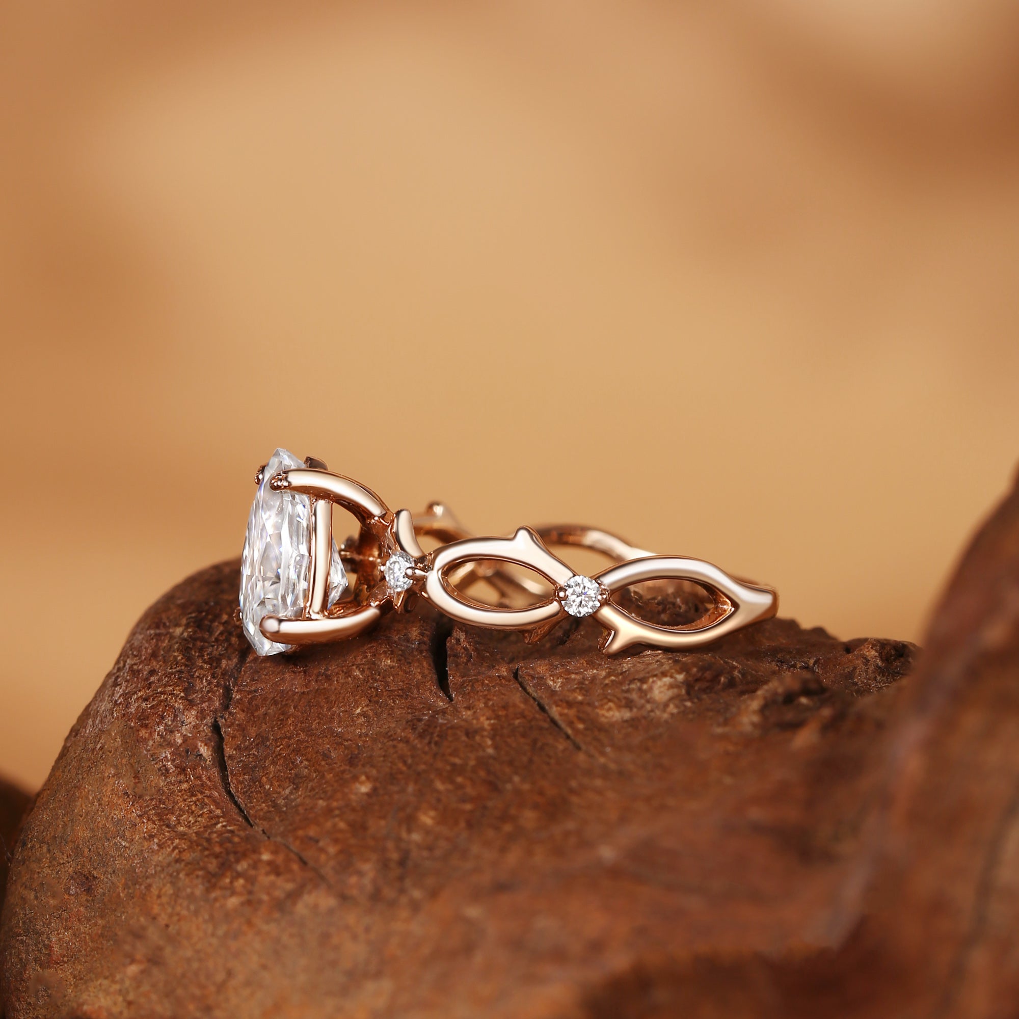 Beatrice - Unique Pear Cut Moissanite Thorns Engagement Ring