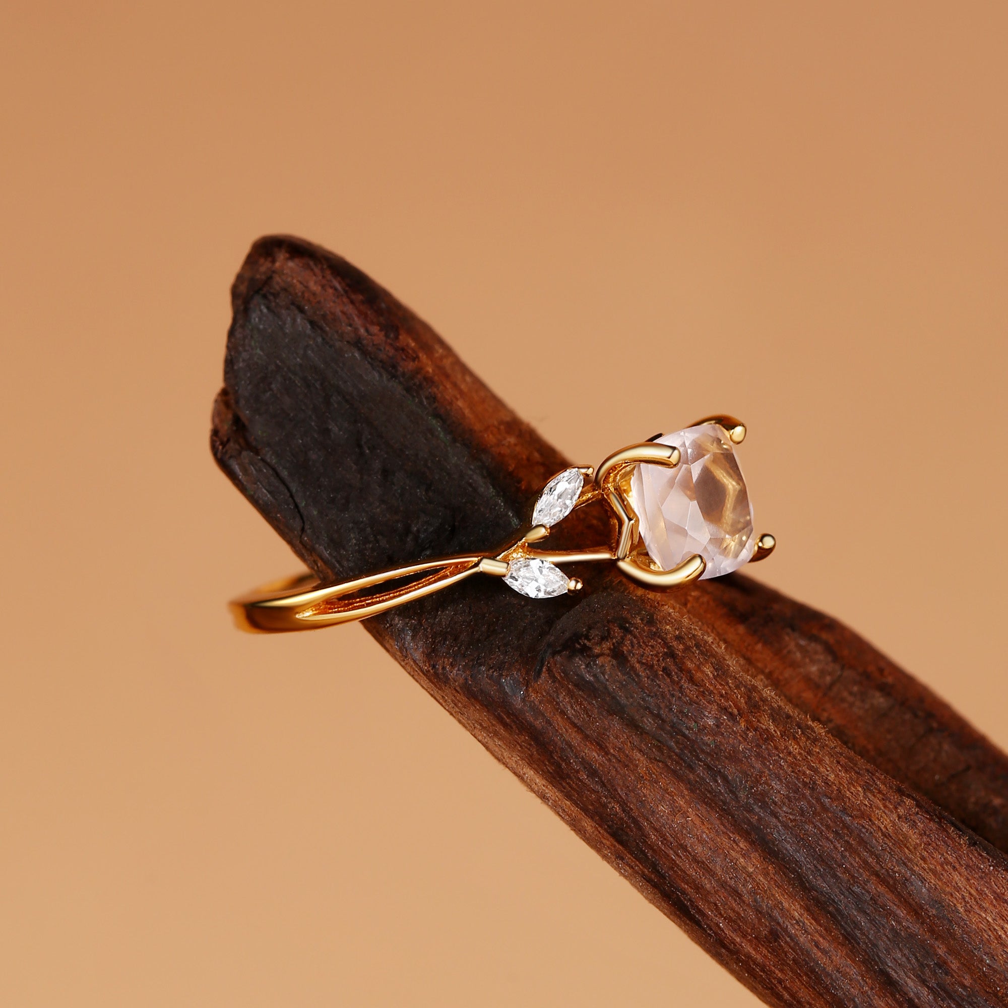 Penelope - Cushion Cut Rose Quartz Infinity Engagement Ring
