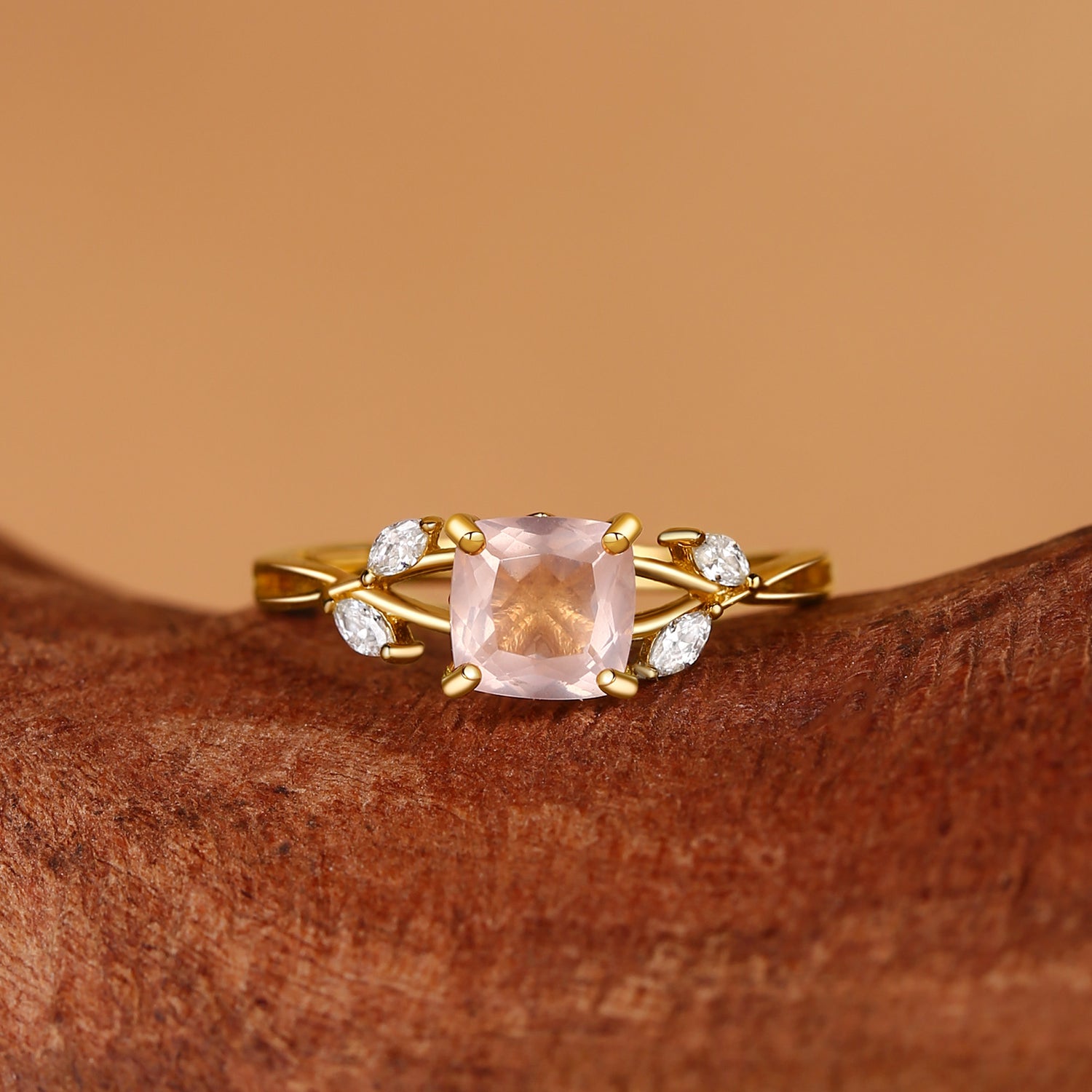 Penelope - Cushion Cut Rose Quartz Infinity Engagement Ring