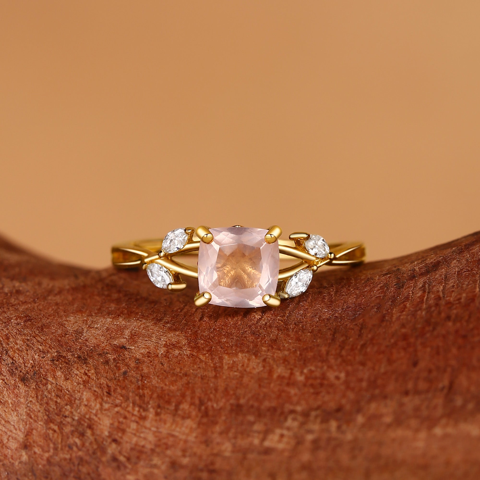 Penelope - Cushion Cut Rose Quartz Infinity Engagement Ring