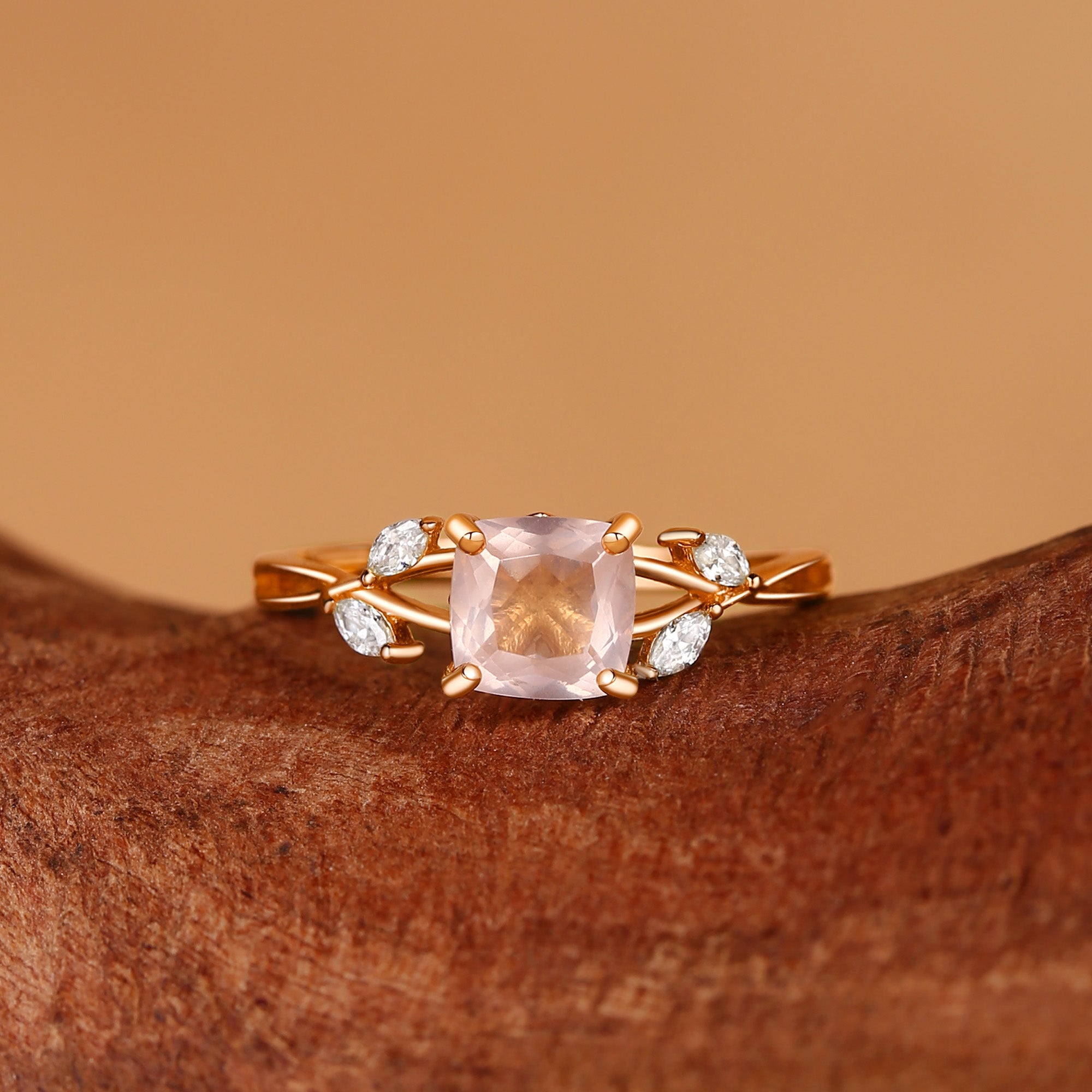 Penelope - Cushion Cut Rose Quartz Infinity Engagement Ring