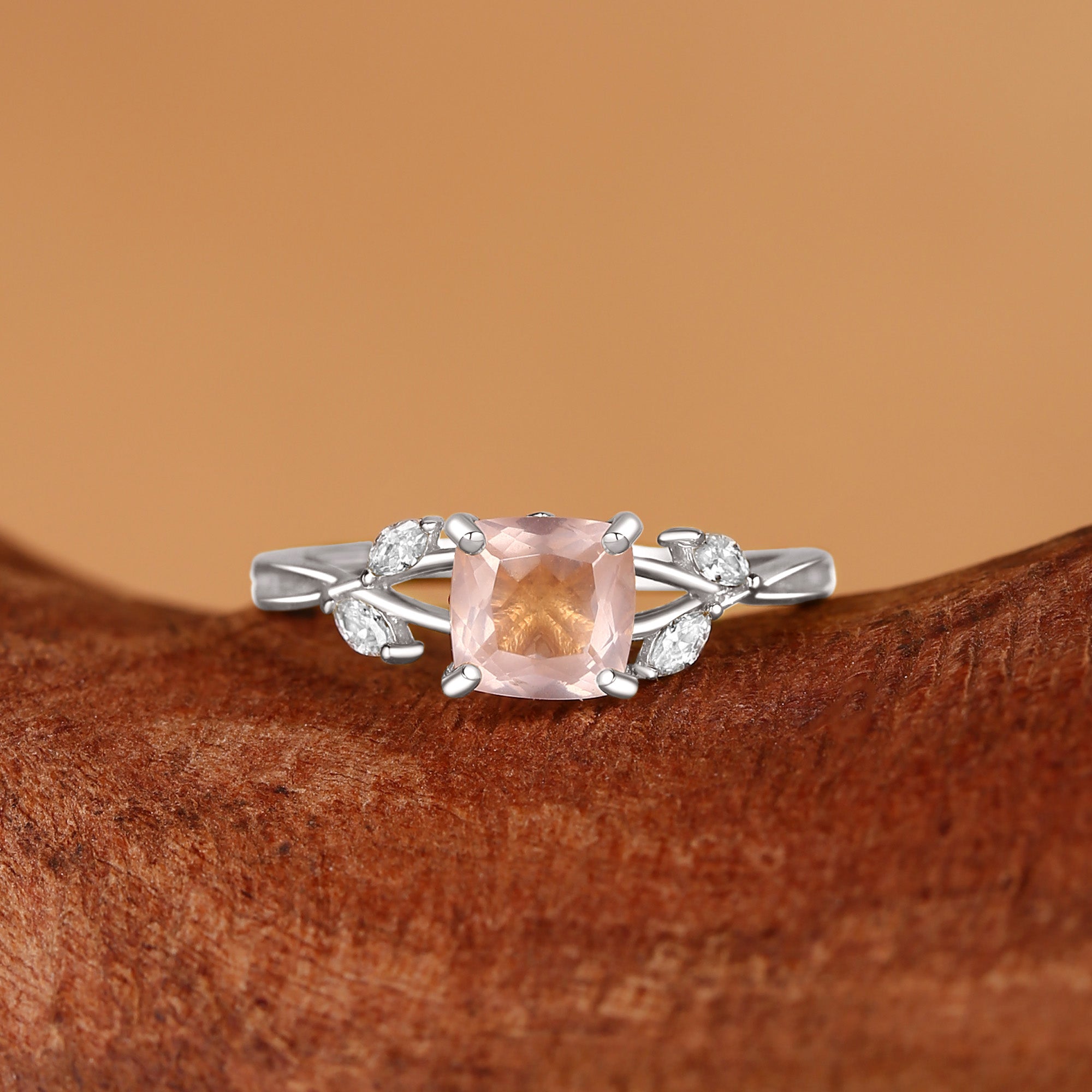 Penelope - Cushion Cut Rose Quartz Infinity Engagement Ring