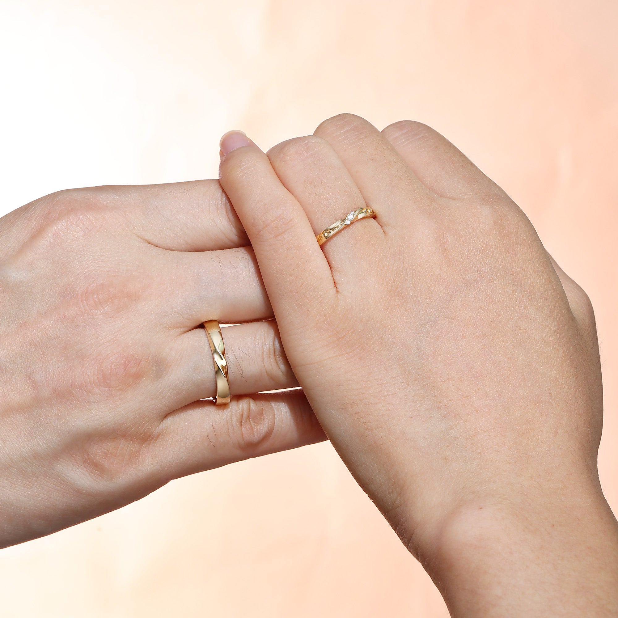 Monique - Unique Gold Design Moissanite Leafy Couple Ring