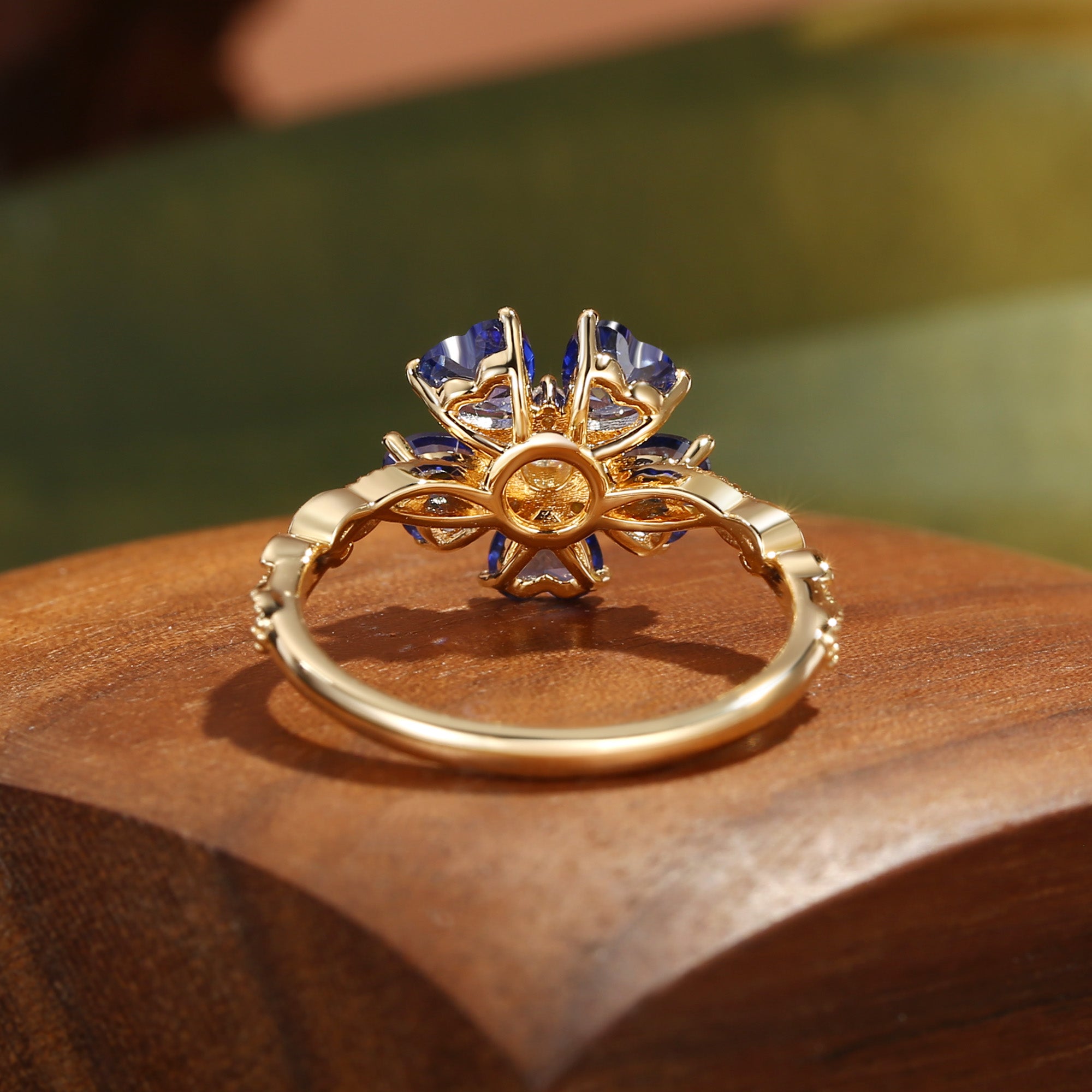 Marguerite - Flower Heart Cut Amethyst Filigree Engagement Ring