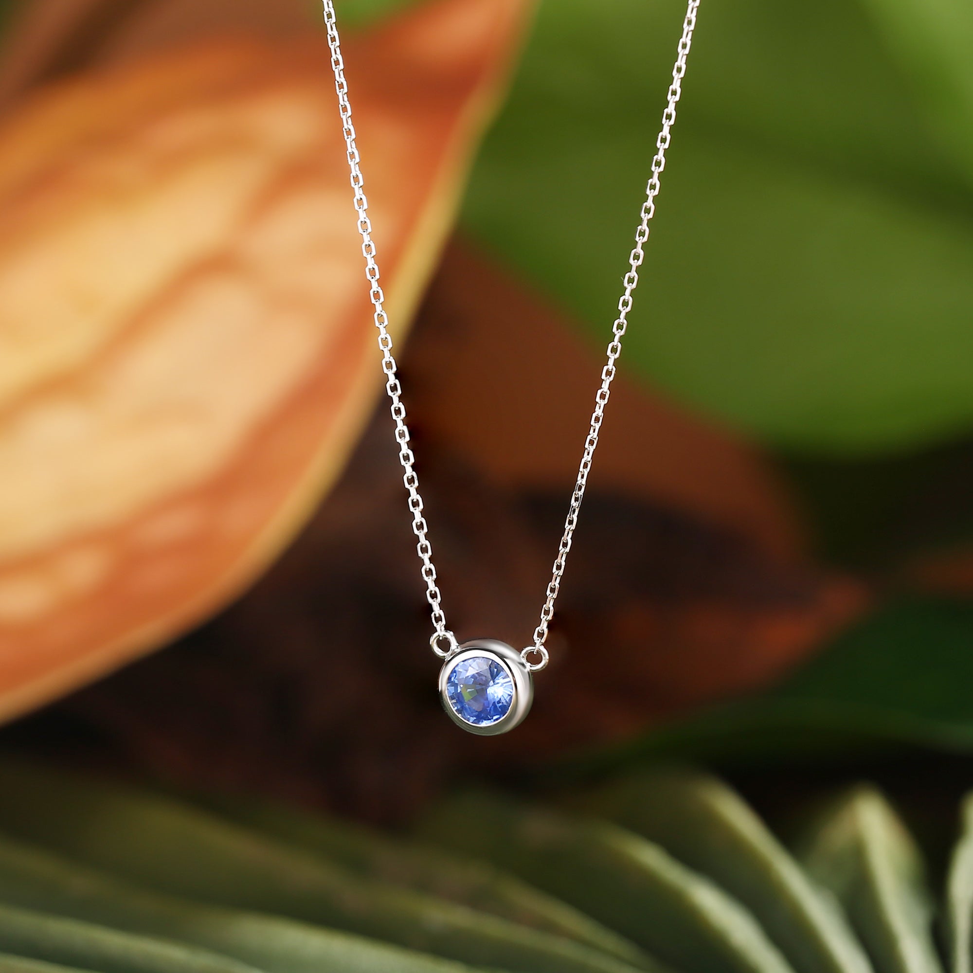 Monet's Garden-Inspired Bezel Lab Sapphire Classic Pendant