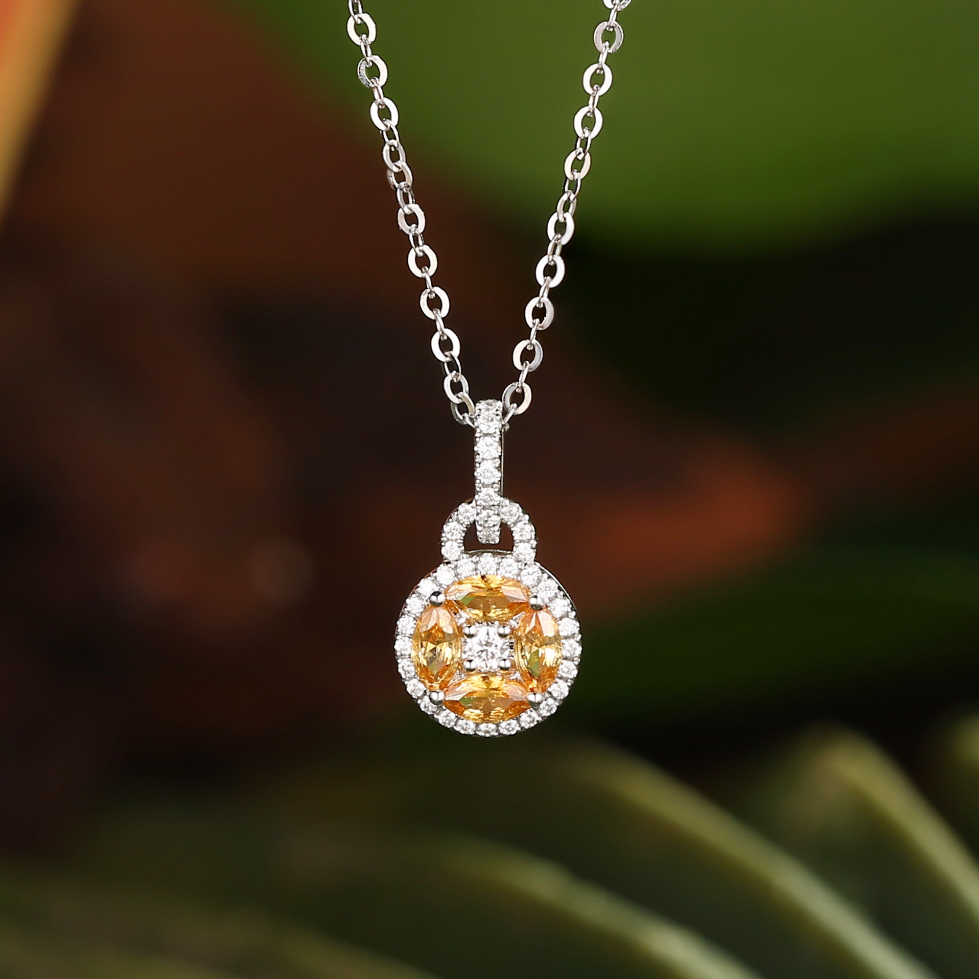 Monet's Garden-Inspired Lab Yellow Sapphire Pendant