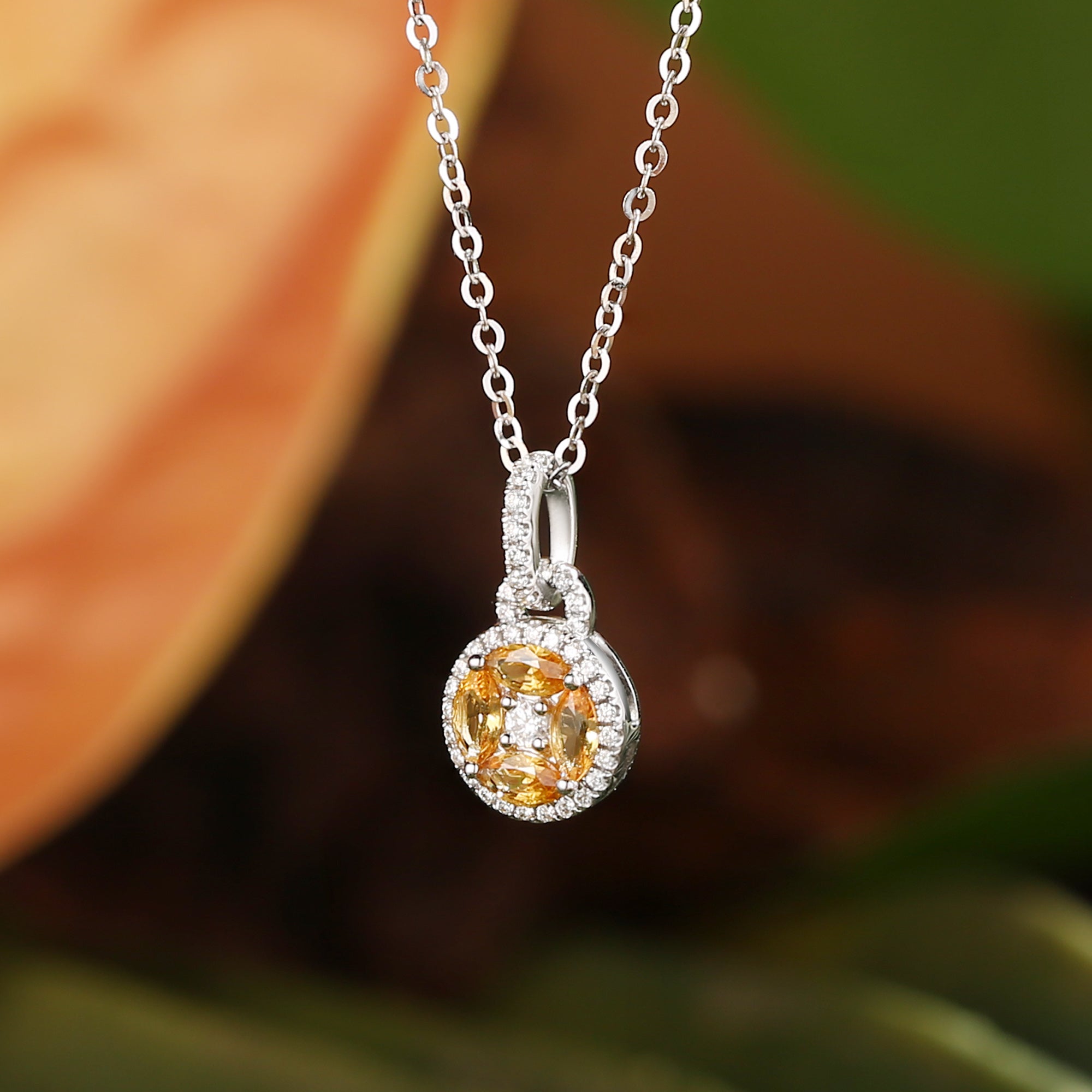 Monet's Garden-Inspired Lab Yellow Sapphire Pendant