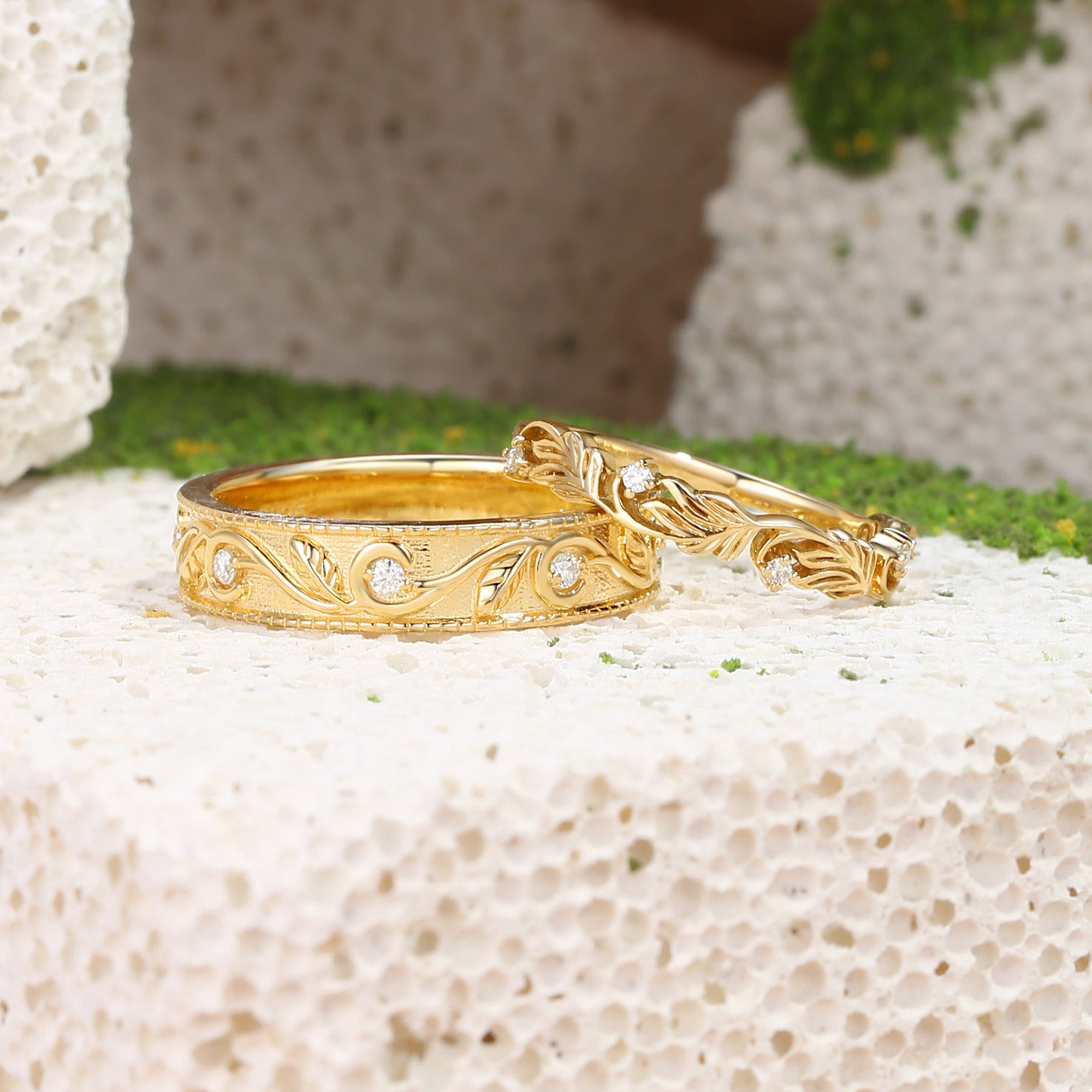 Couple Ring - Moissanite Promise Wedding Ring Sets His and Hers