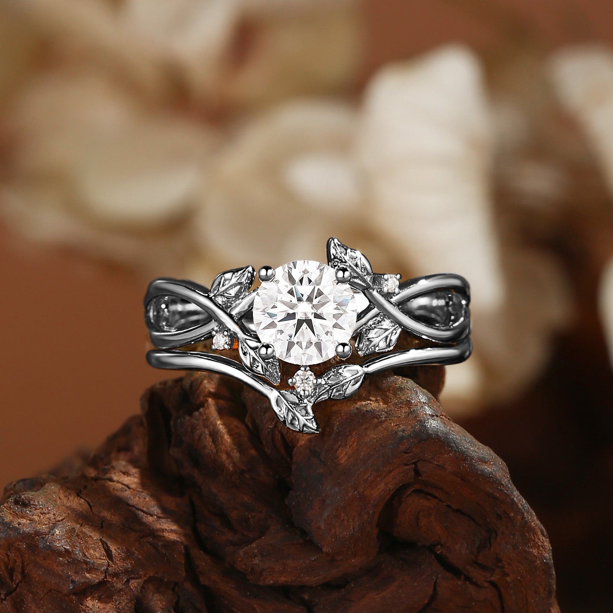 Cordelia - Round Cut Moissanite Yellow Gold Bridal Set 2pcs