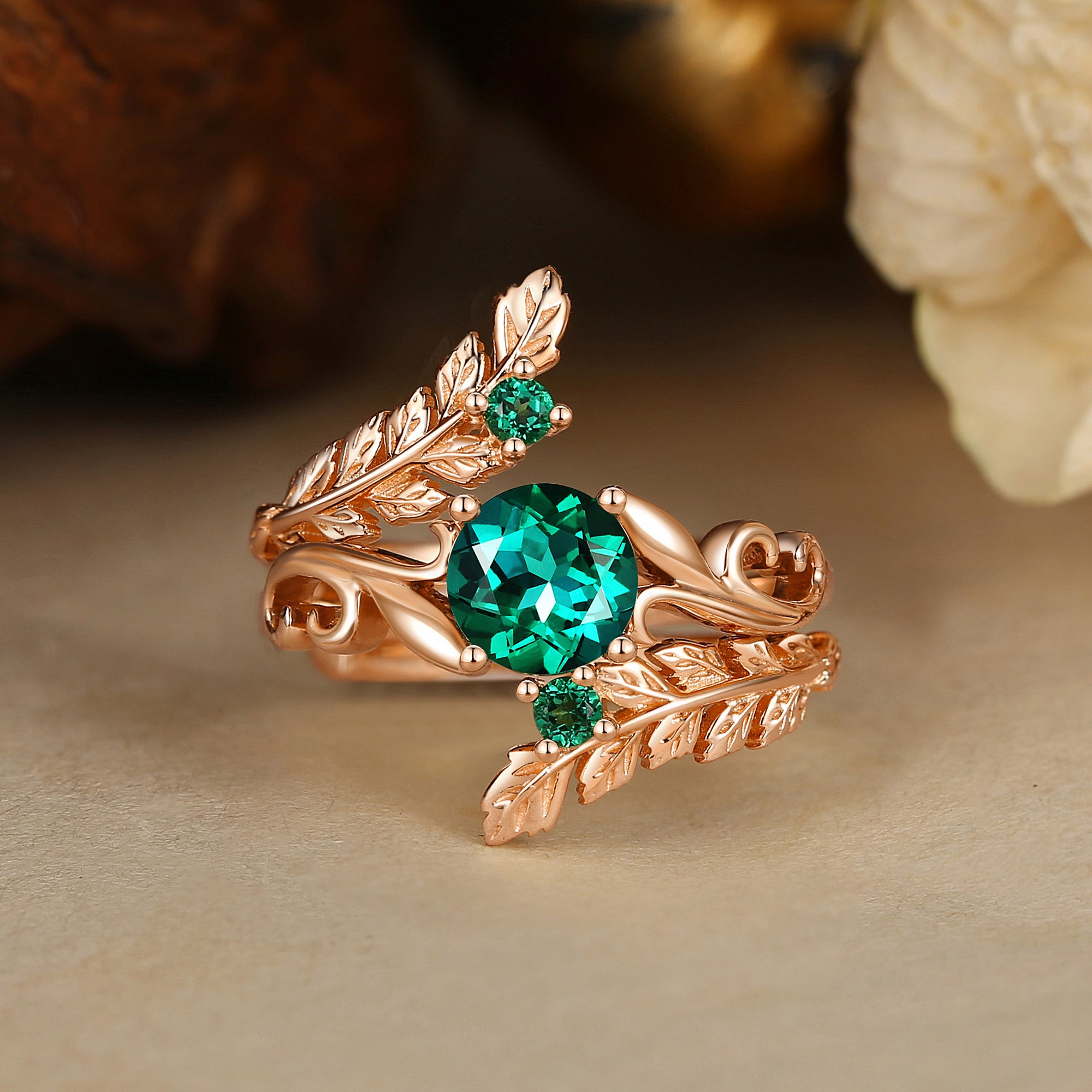 Rosine - Round Emerald Enhancer Ring Set 2pcs