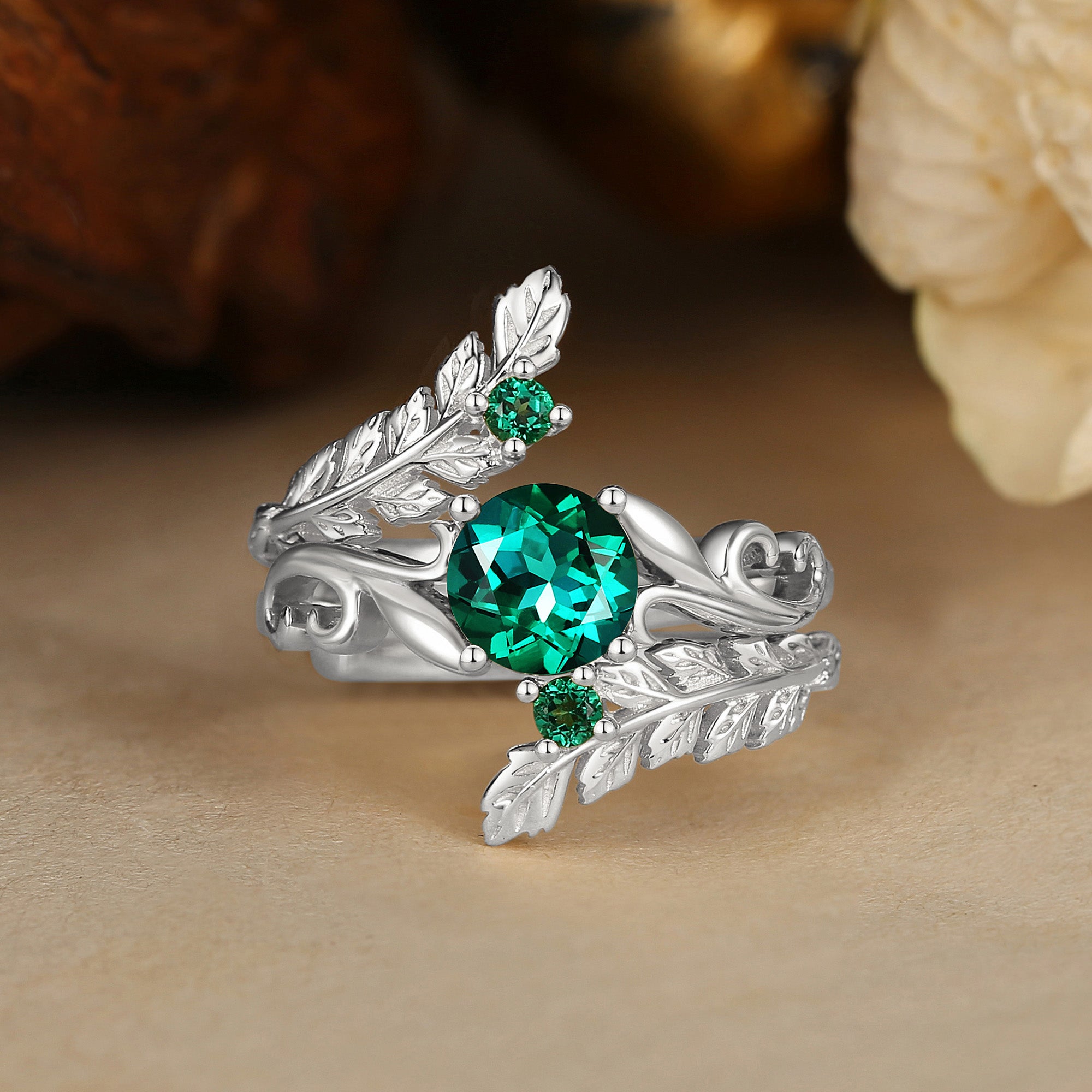 Rosine - Round Emerald Enhancer Ring Set 2pcs
