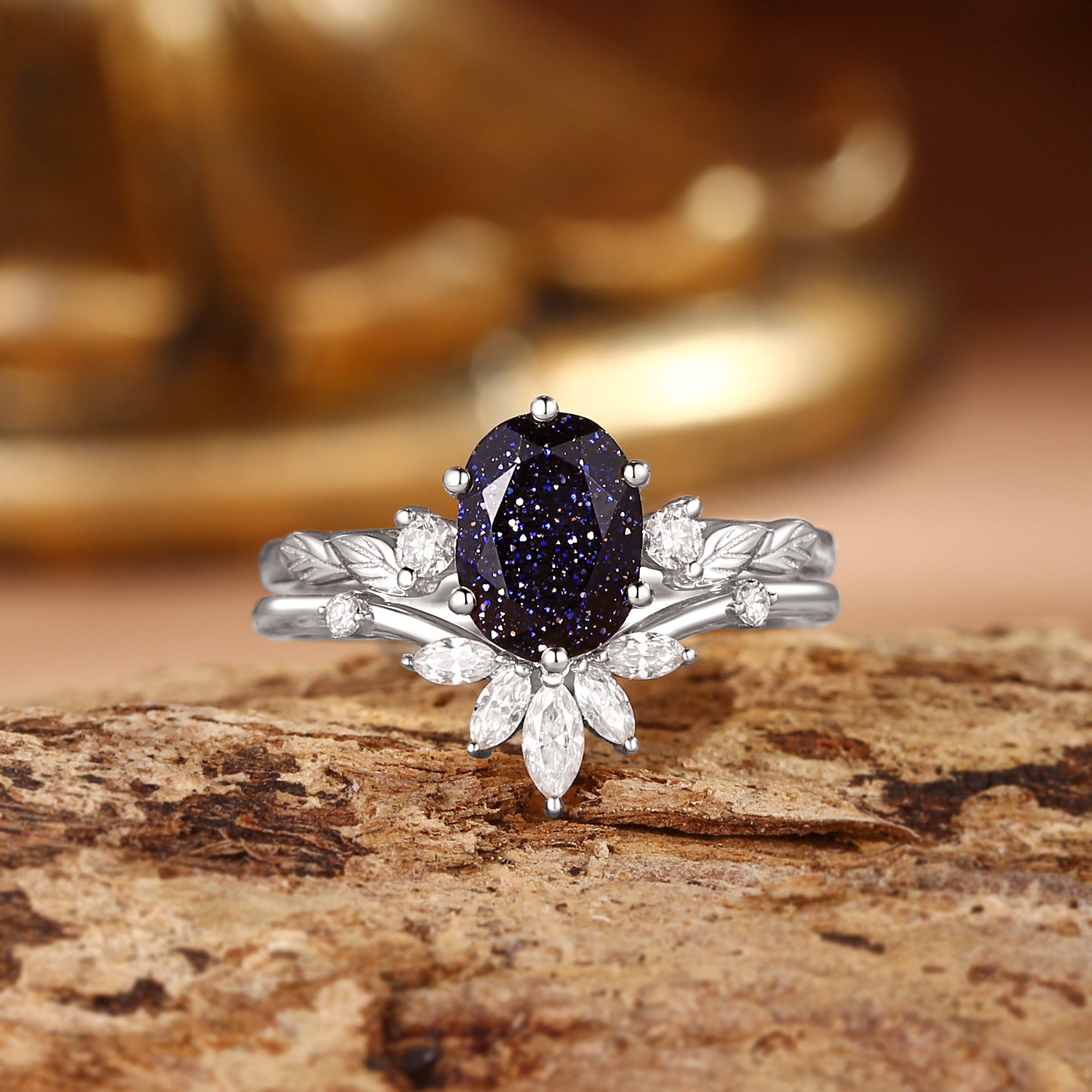 Elodie - Blue Sandstone Vine Inspired Leafy Bridal Set 2pcs