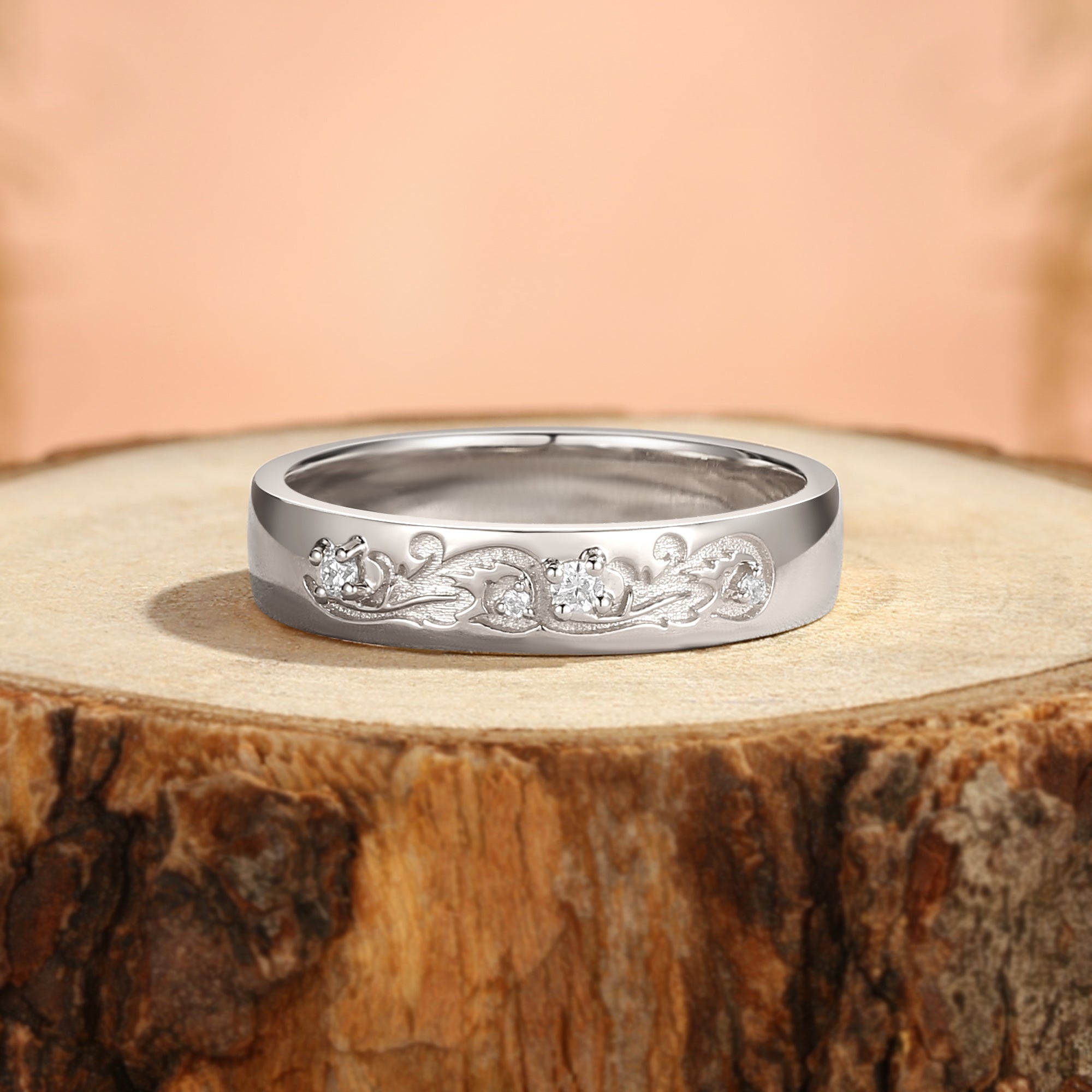 BlingFlare 4.5MM Acanthus Leaf Promise Men Band