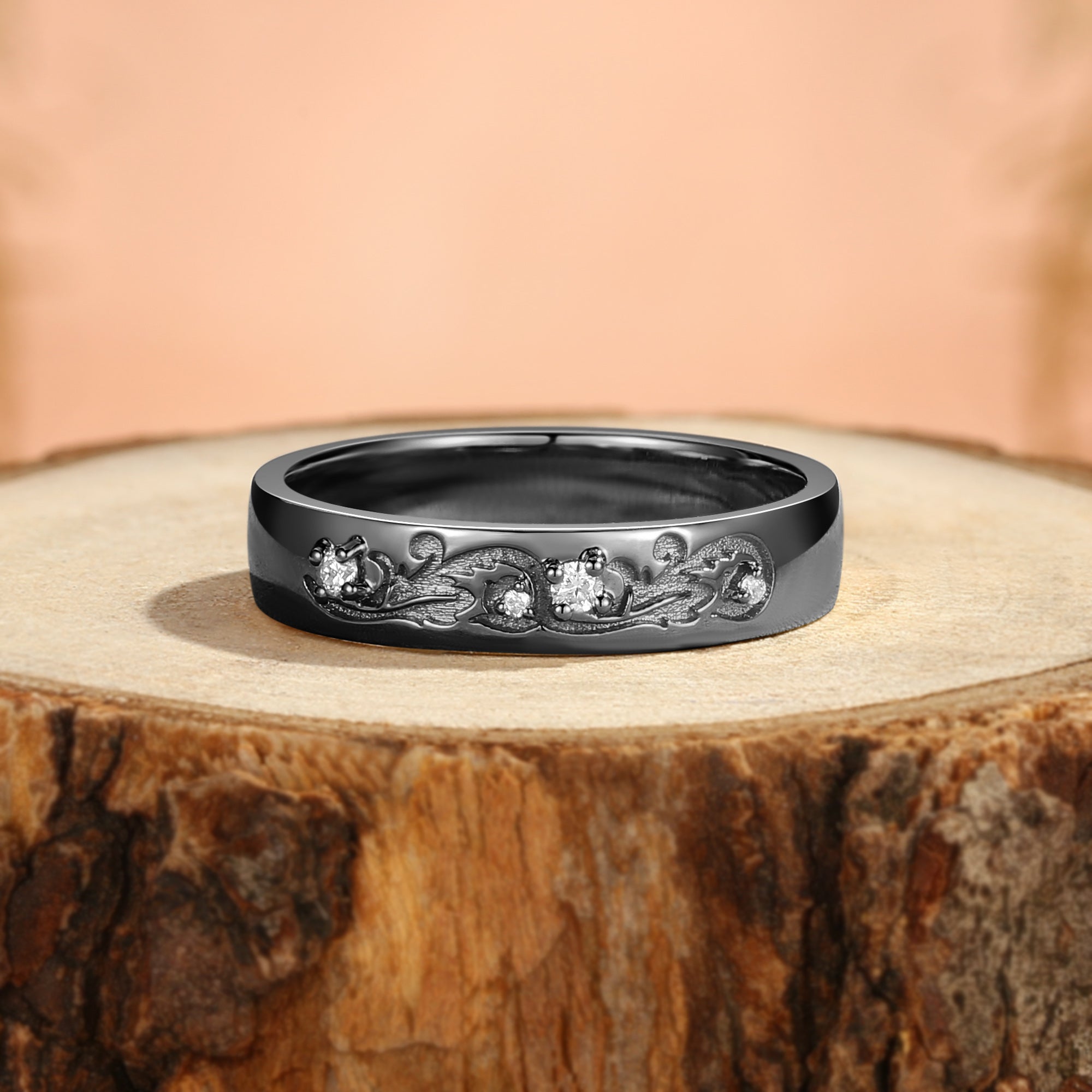 BlingFlare 4.5MM Acanthus Leaf Promise Men Band