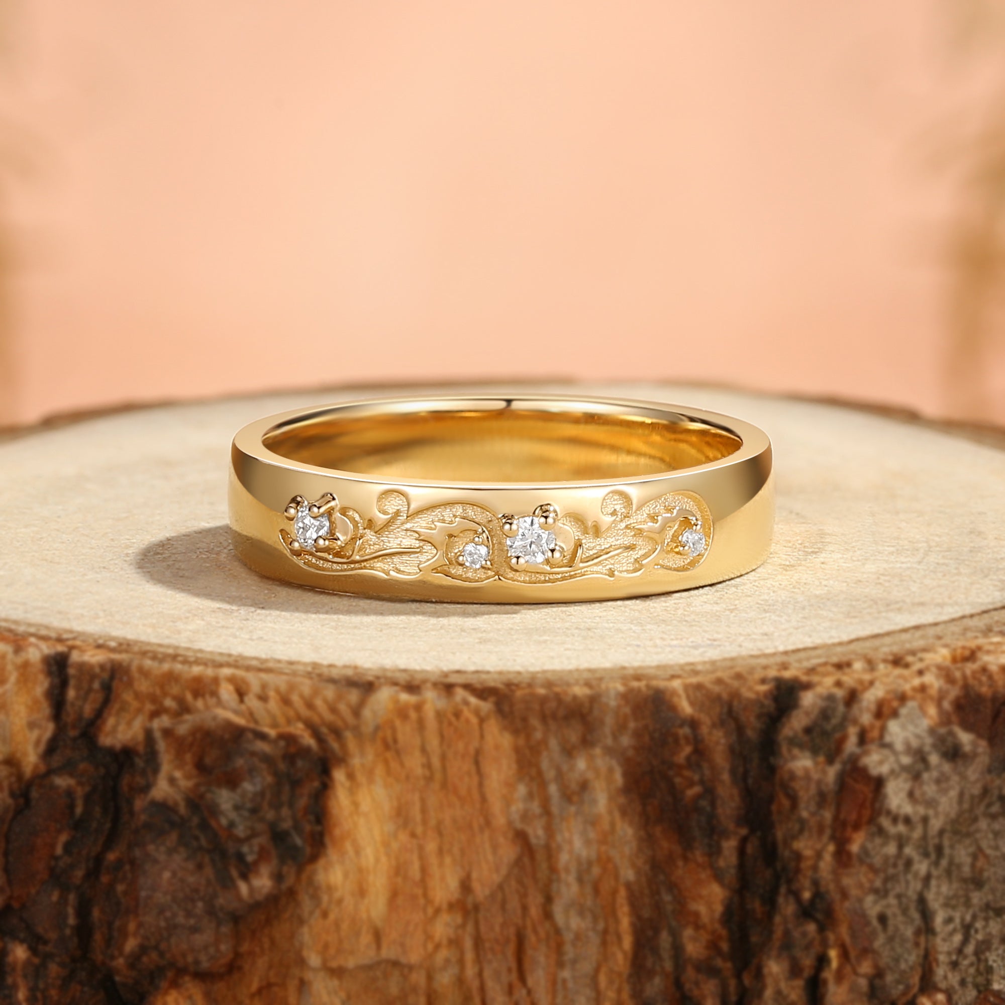 BlingFlare 4.5MM Acanthus Leaf Promise Men Band