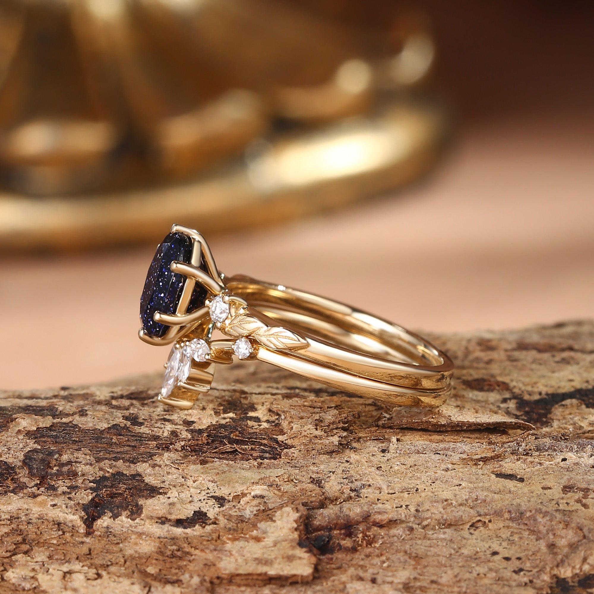 Elodie - Blue Sandstone Vine Inspired Leafy Bridal Set 2pcs