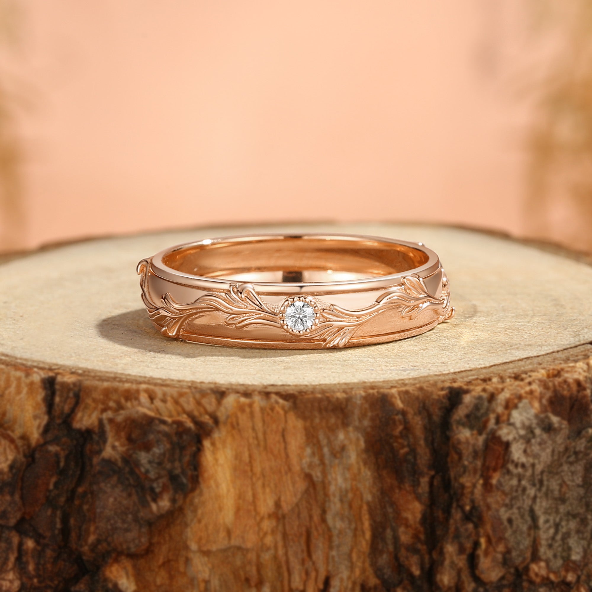 4.5MM Acanthus Leaf Embossing Relief Men Band