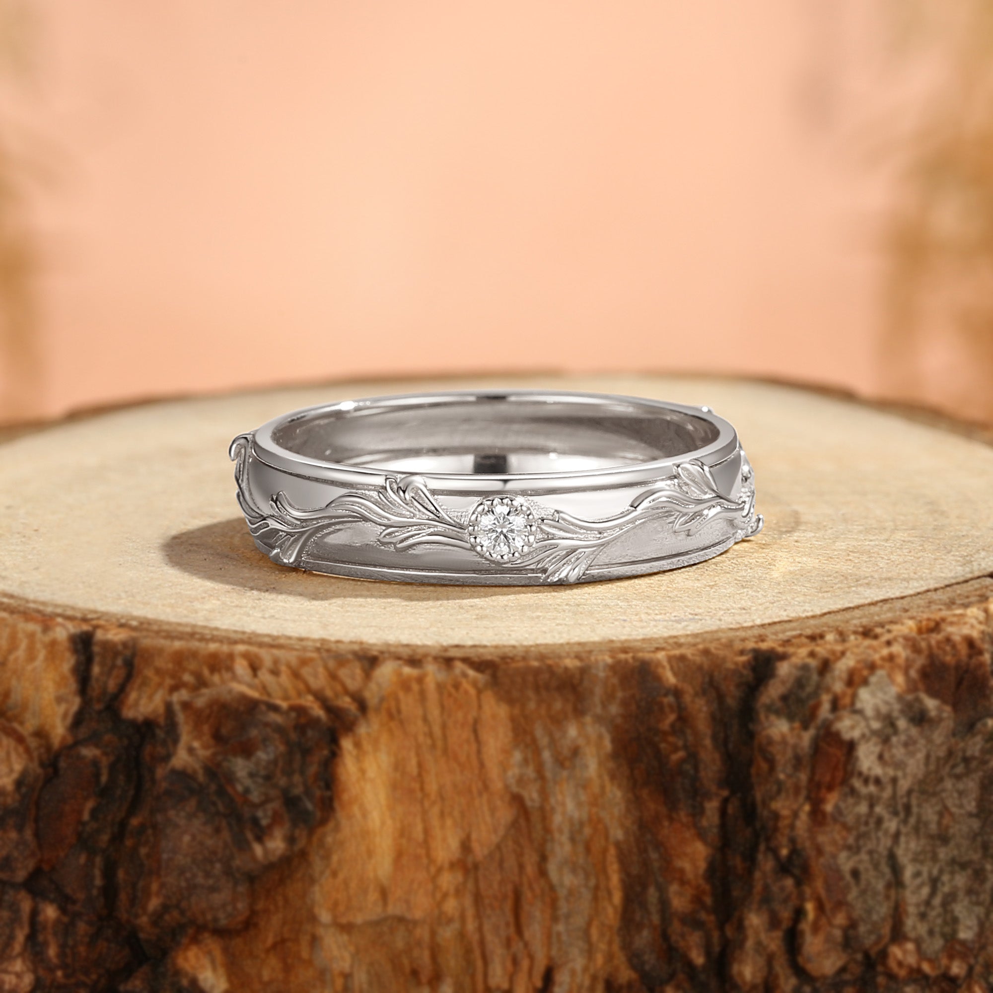 4.5MM Acanthus Leaf Embossing Relief Men Band