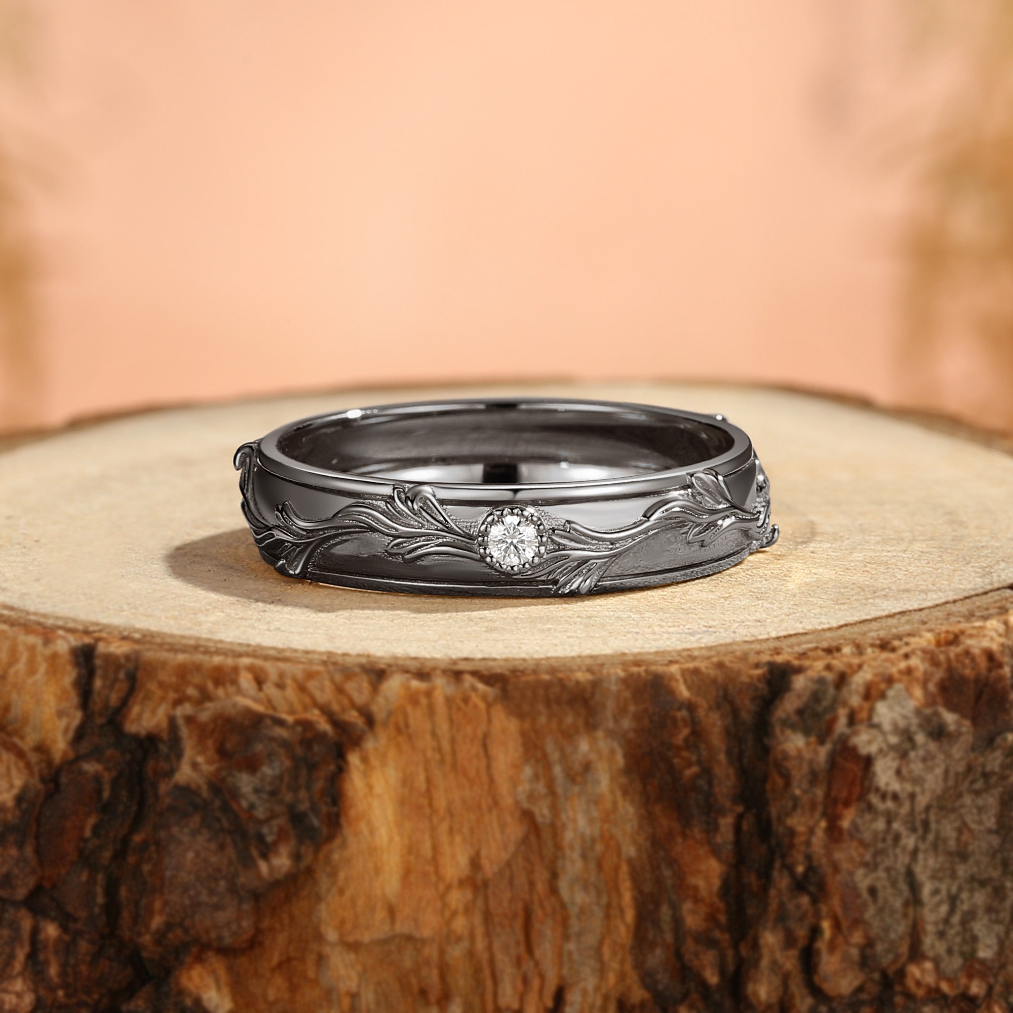 4.5MM Acanthus Leaf Embossing Relief Men Band