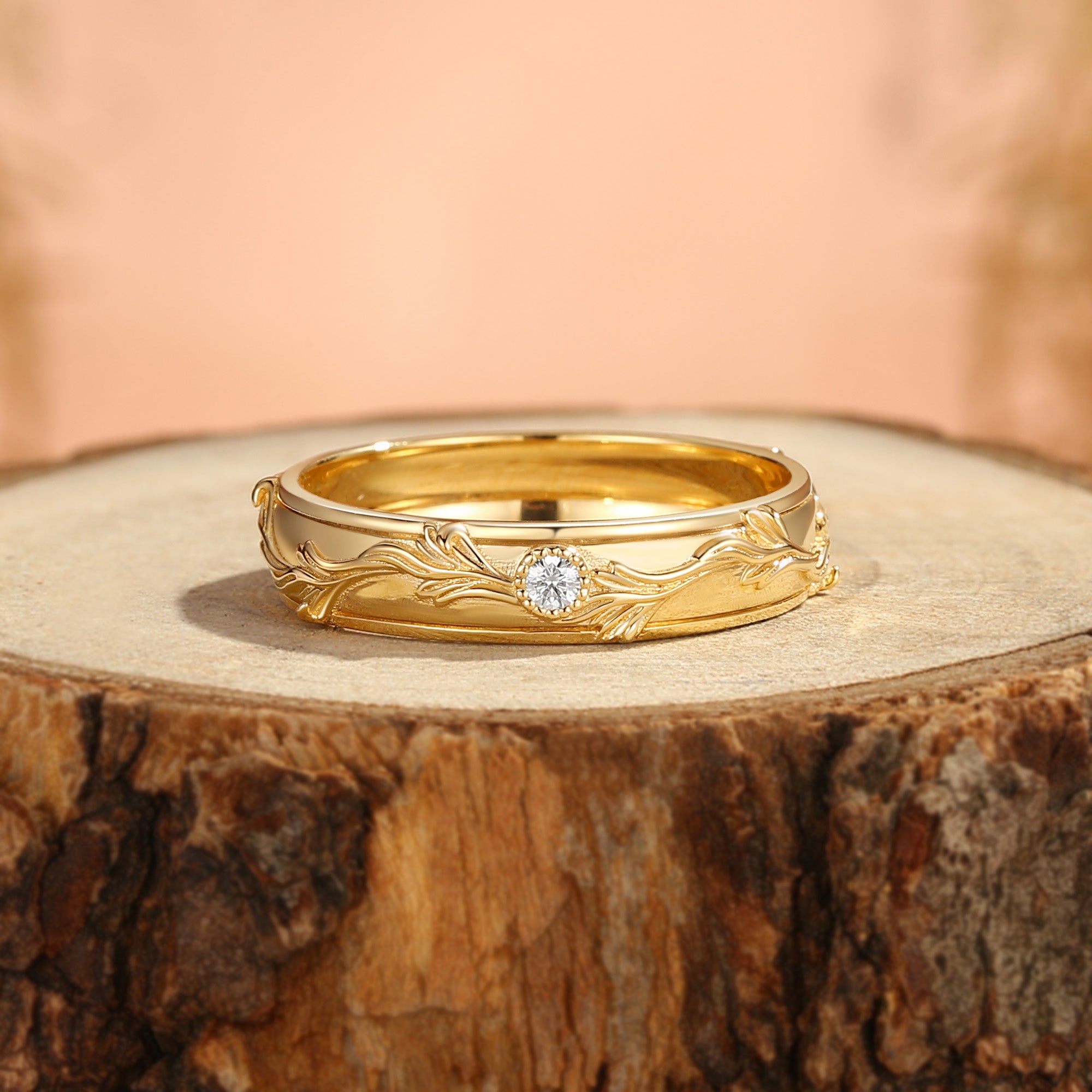 4.5MM Acanthus Leaf Embossing Relief Men Band