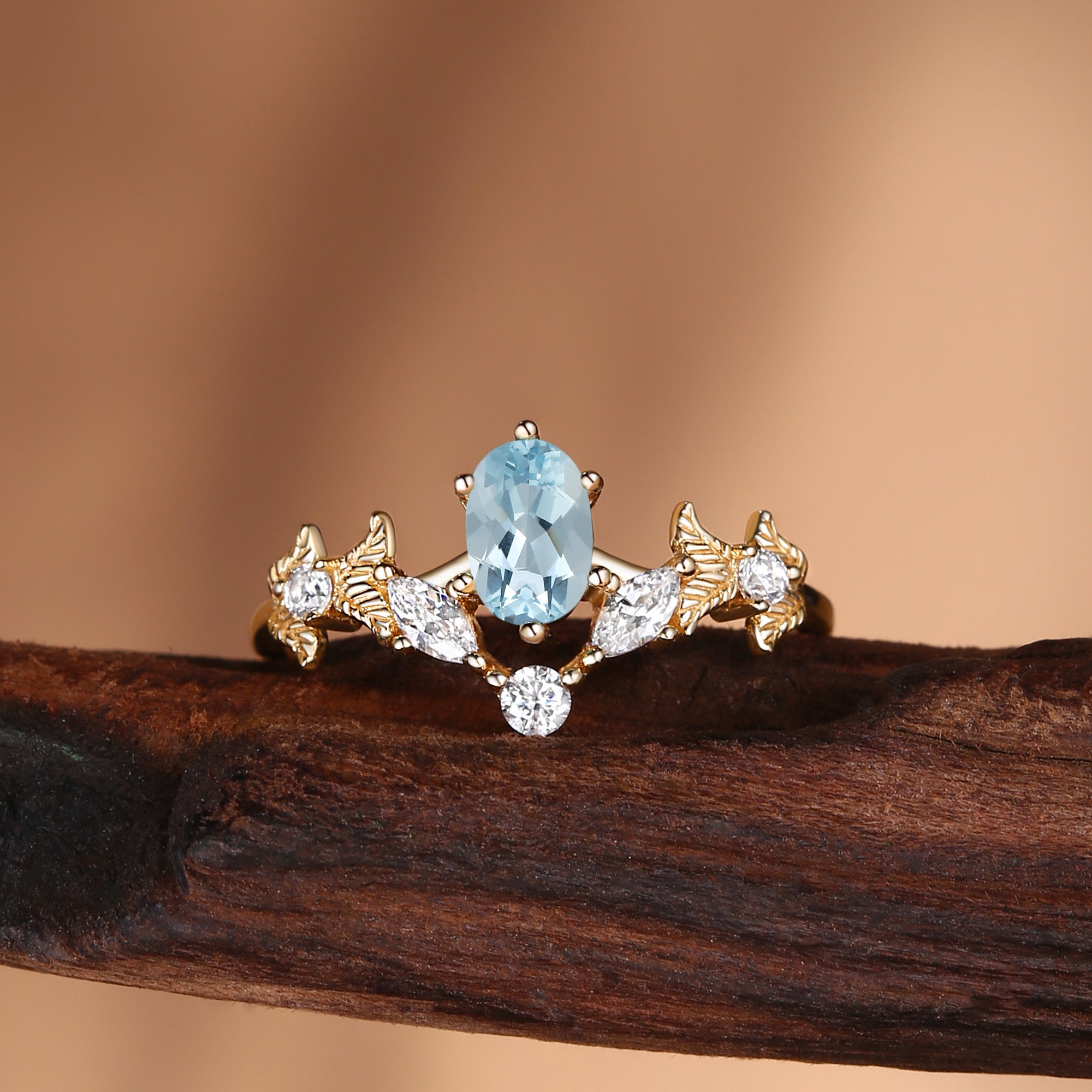 Bernice - Aquamarine Oval Cut Engagement Ring Set 2pcs
