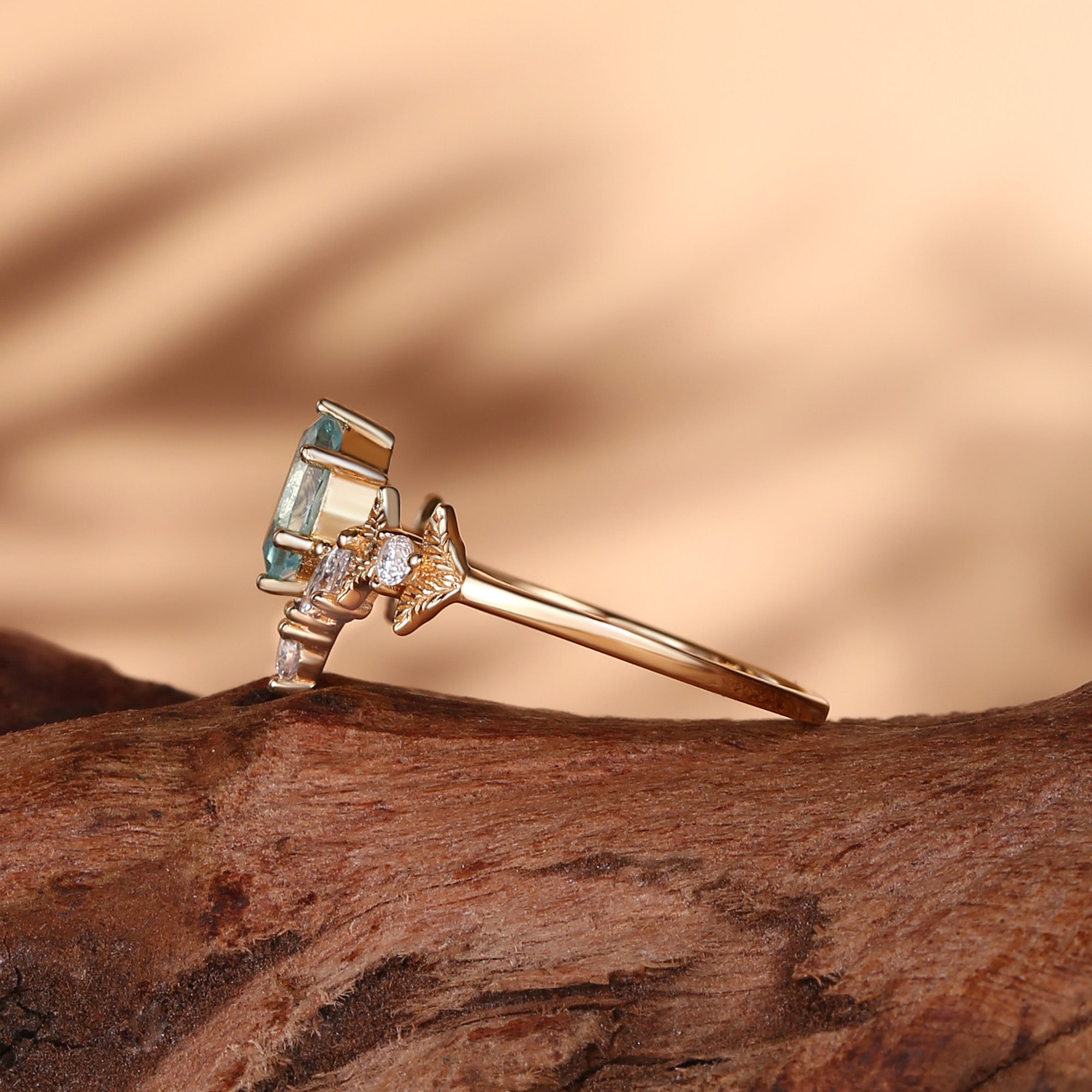 Bernice - Aquamarine Oval Cut Engagement Ring Set 2pcs