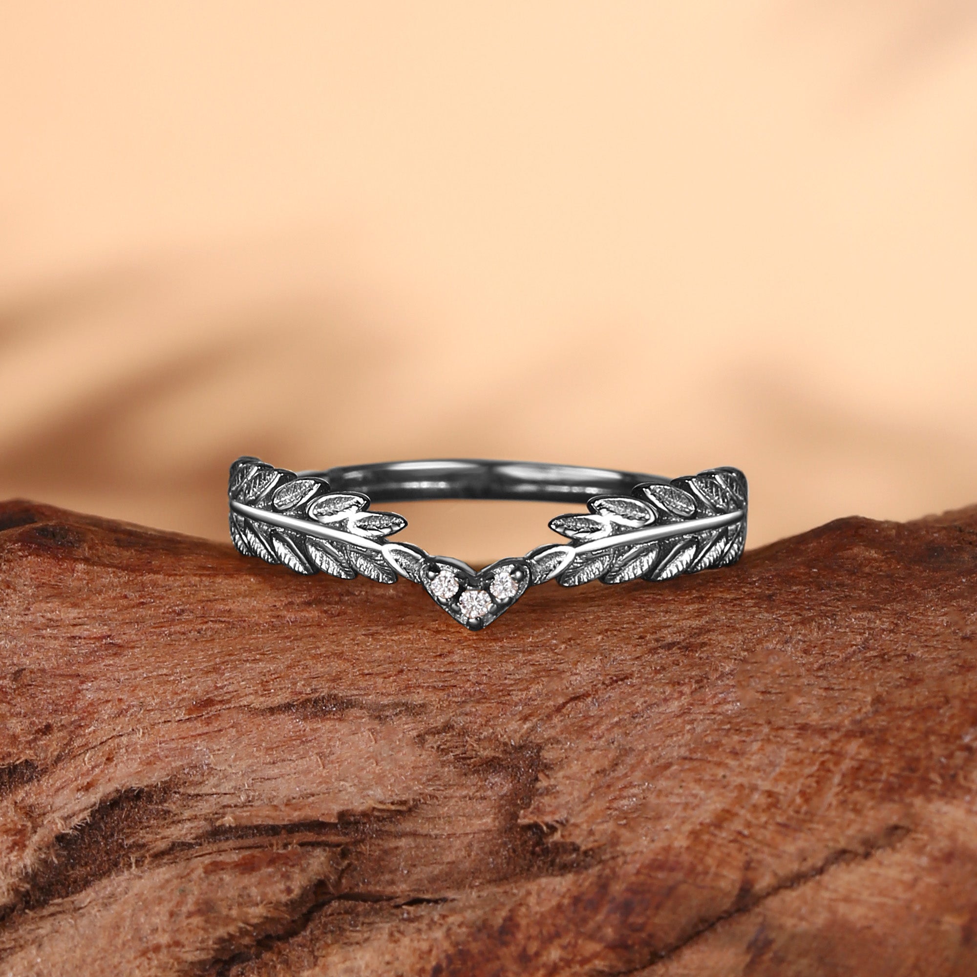 Wedding Band - Leafy Inspired Moissanite Wedding Band