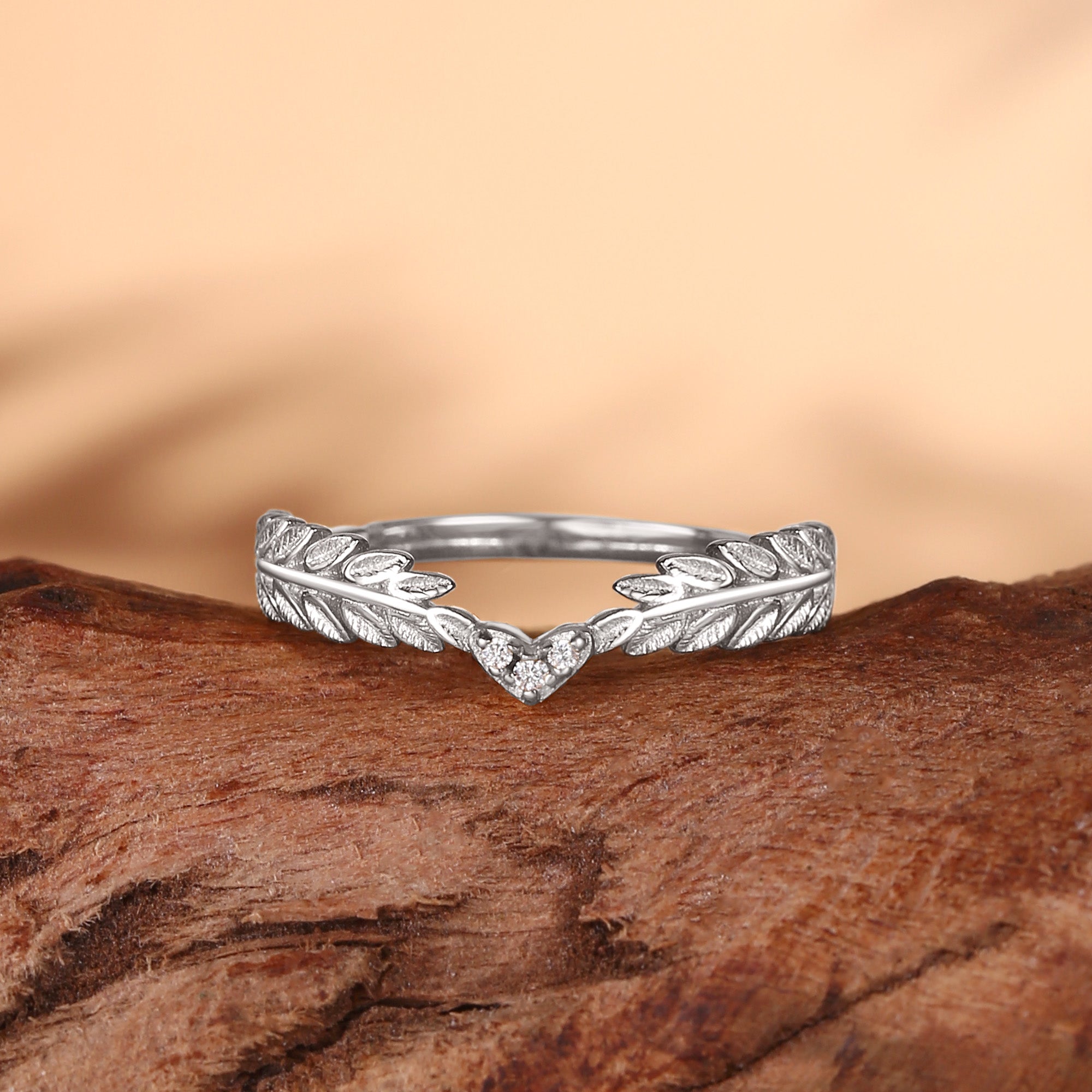 Wedding Band - Leafy Inspired Moissanite Wedding Band