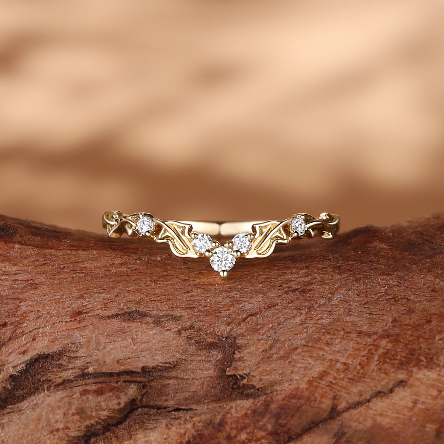 Wedding Band - Vine Leafy Moissanite Wedding Band