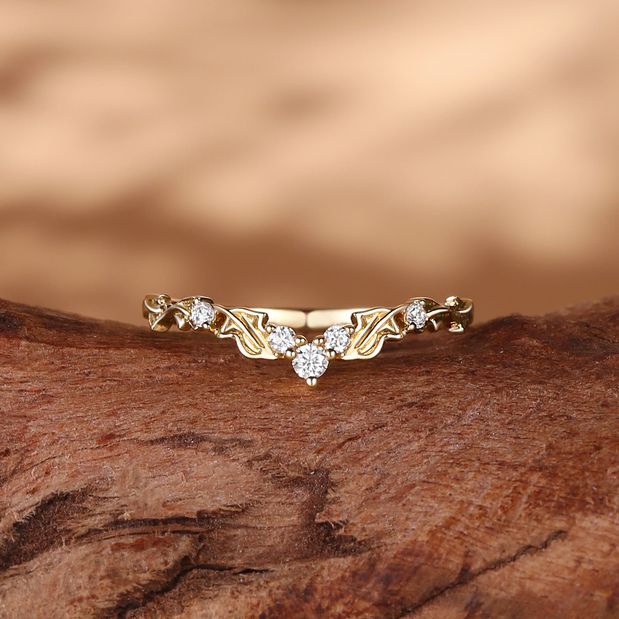 Wedding Band - Vine Leafy Moissanite Wedding Band