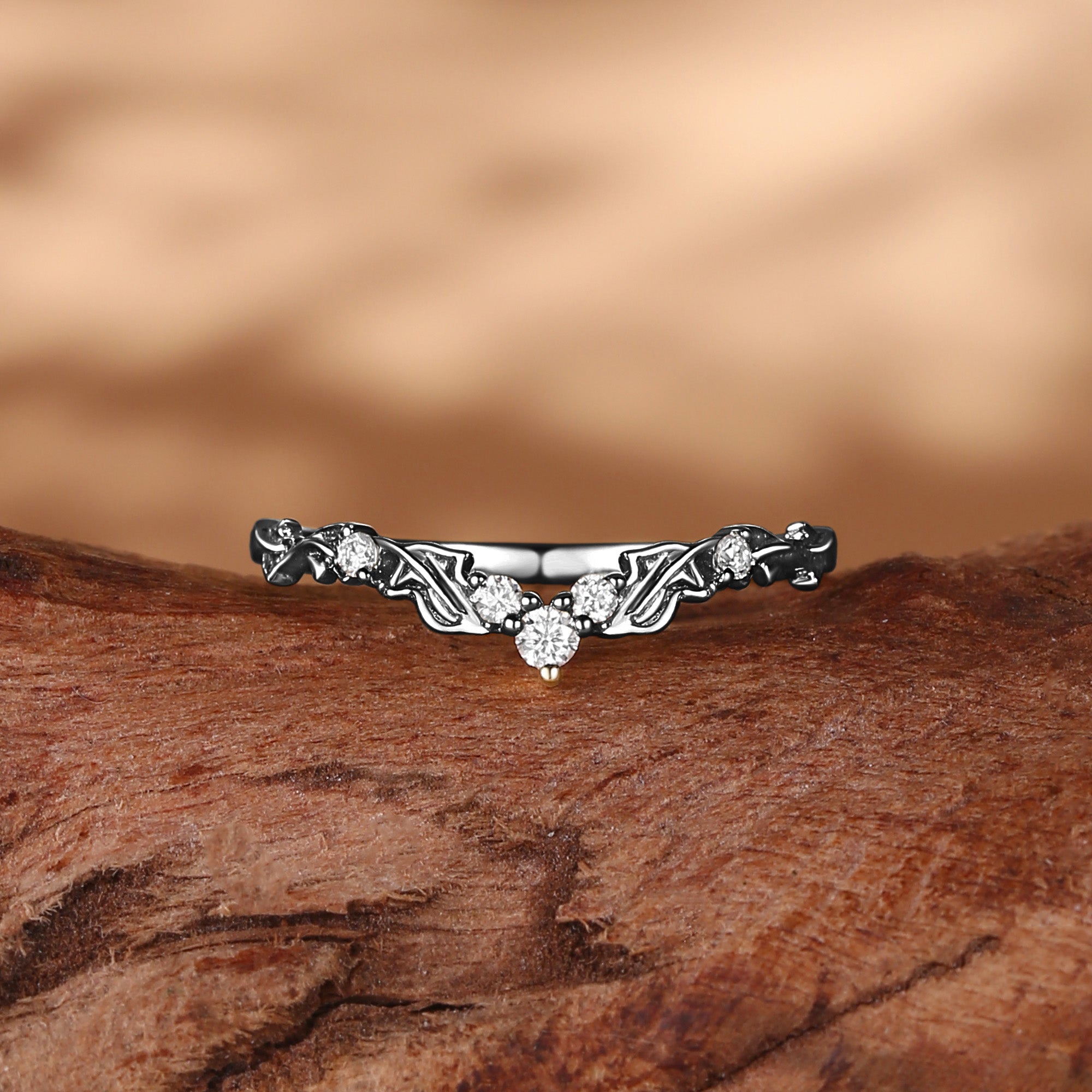 Wedding Band - Vine Leafy Moissanite Wedding Band
