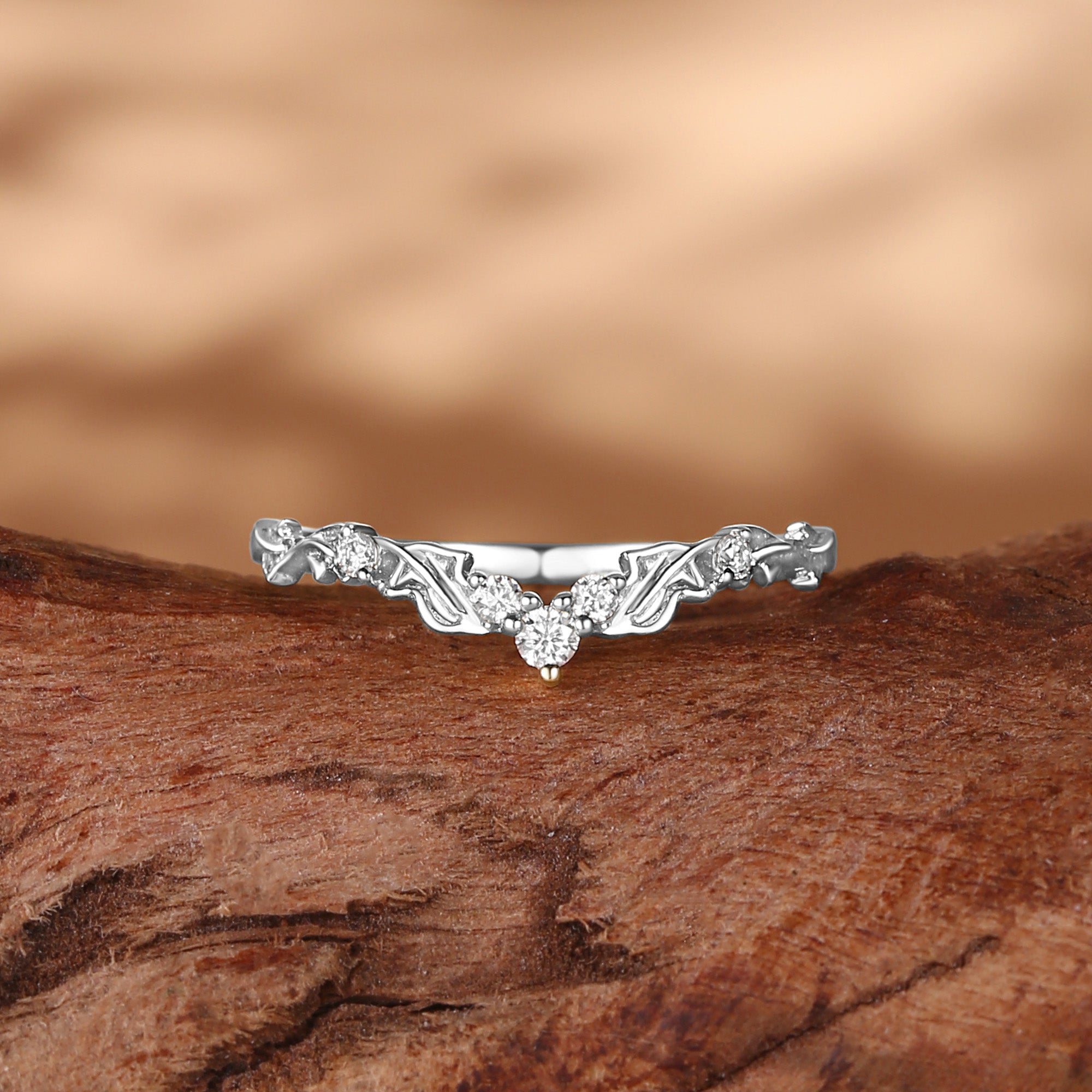 Wedding Band - Vine Leafy Moissanite Wedding Band