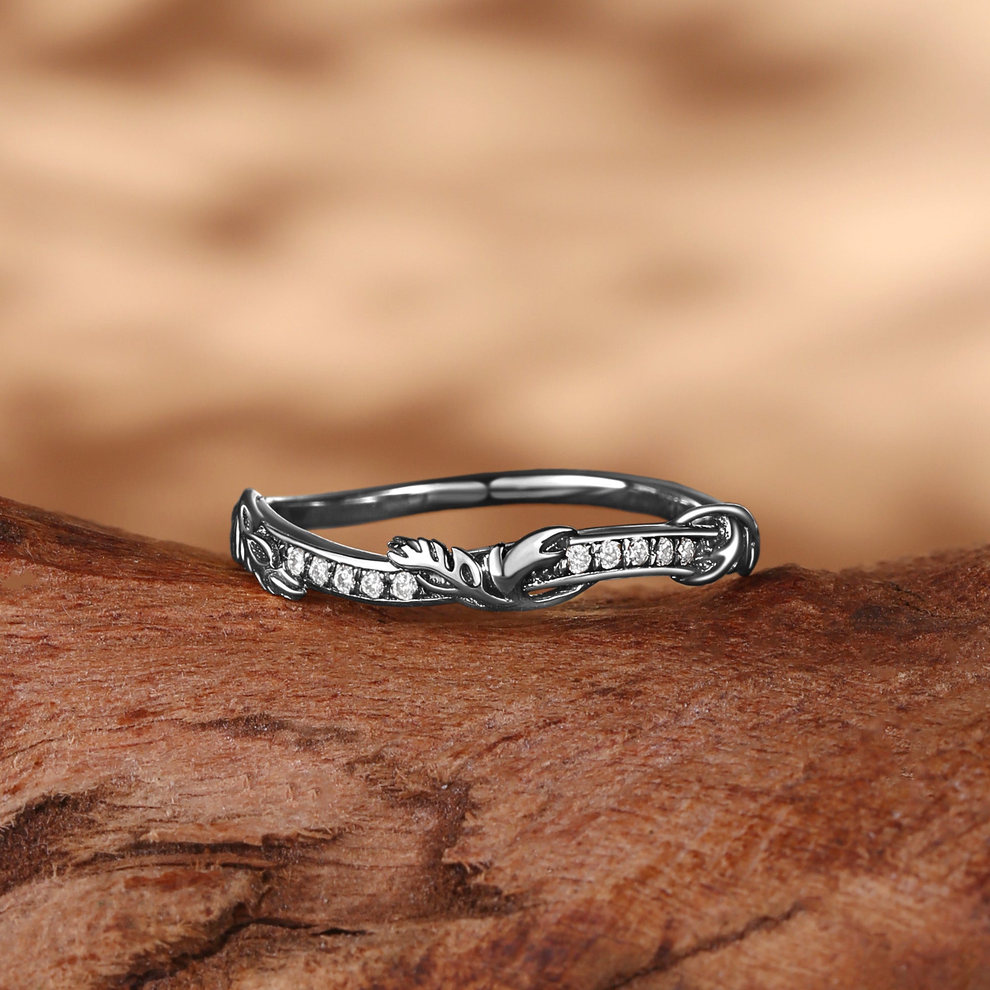 Wedding Band - BlingFlare Vintage Leafy Moissanite Matching Wedding Band