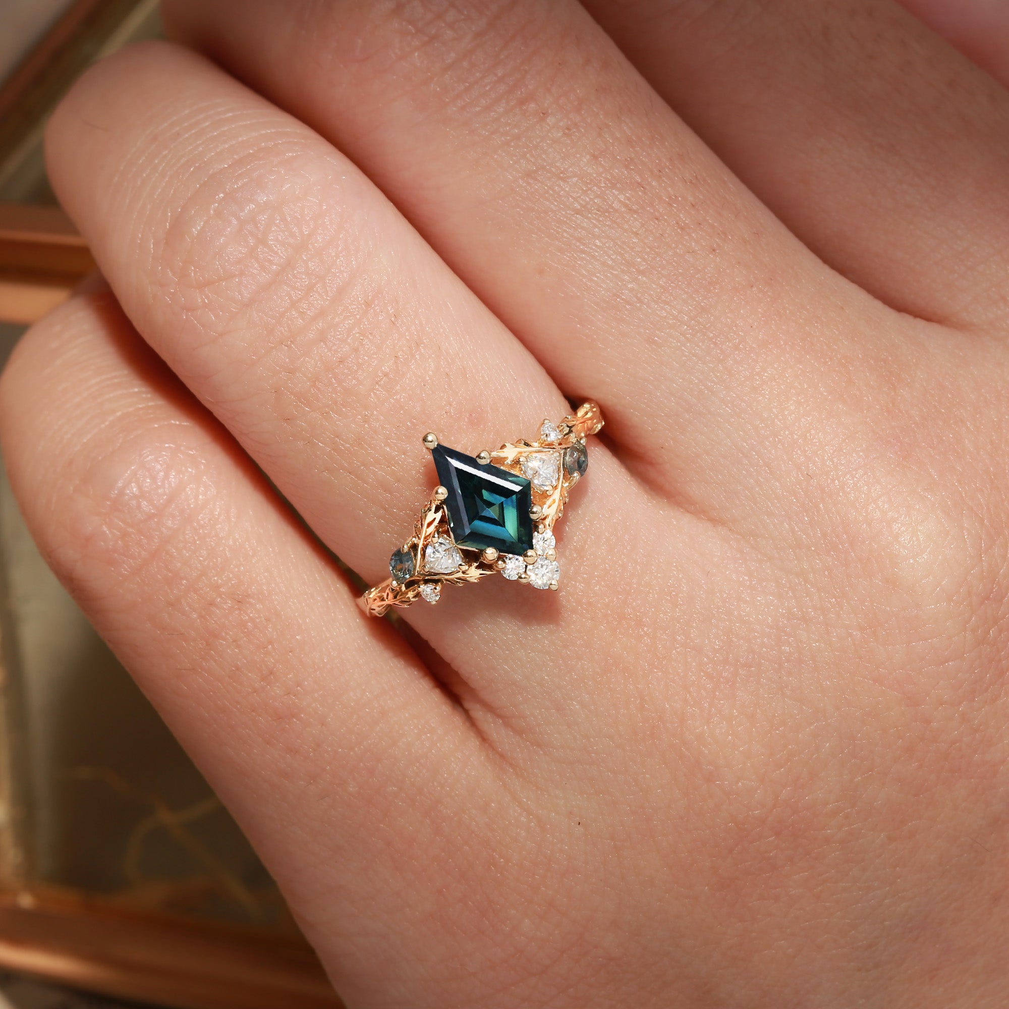 Katriel - 1.5CT Kite Cut Garnet Oak Leaf Engagement Ring