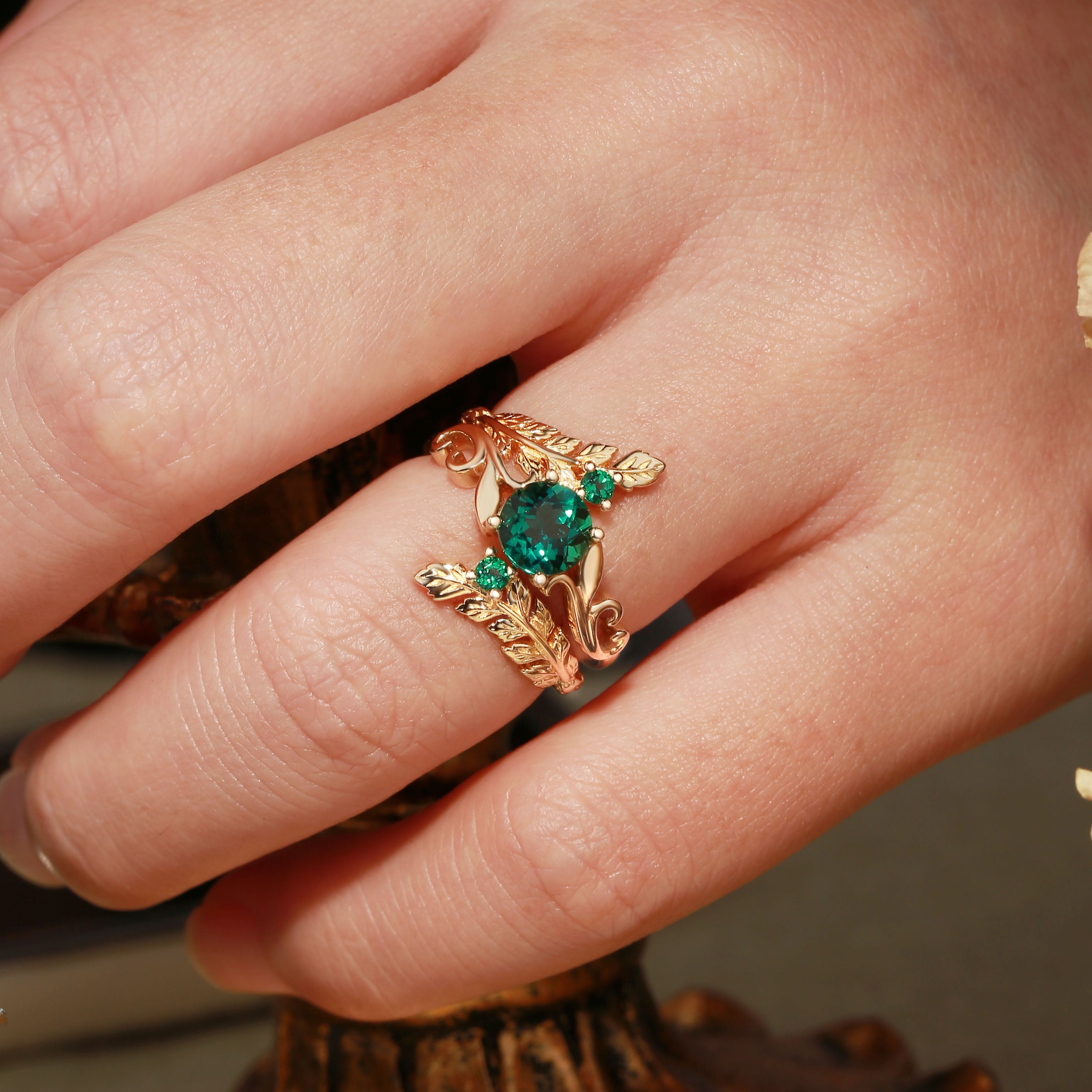 Rosine - Round Emerald Enhancer Ring Set 2pcs