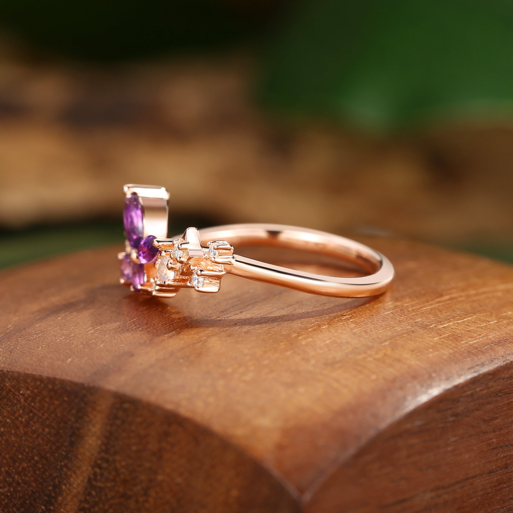 Breeze - Butterfly Marquise Cut Amethyst Star Engagement Ring