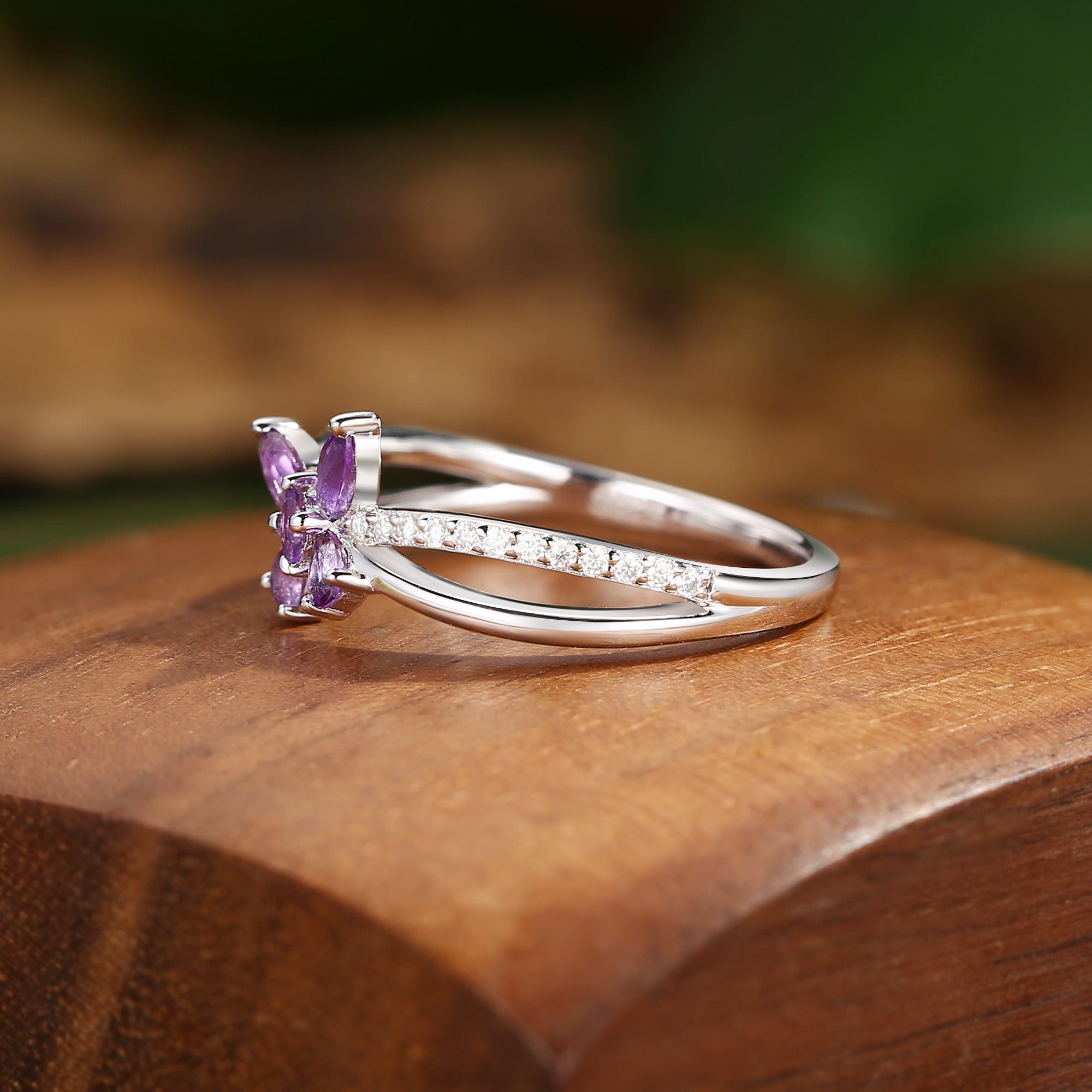 Breeze - Butterfly Cut Amethyst Twist Engagement Ring