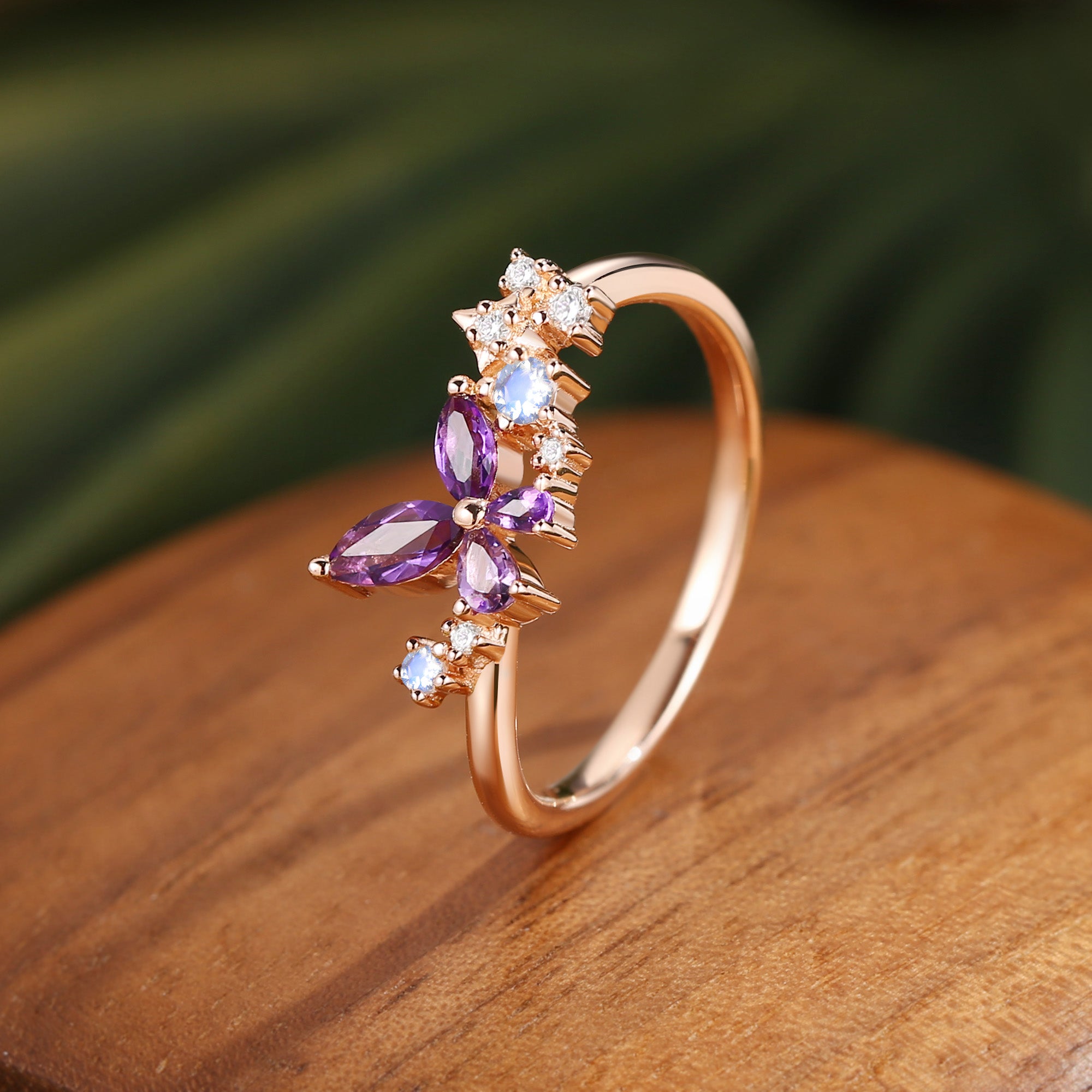 Breeze - Butterfly Marquise Cut Amethyst Star Engagement Ring