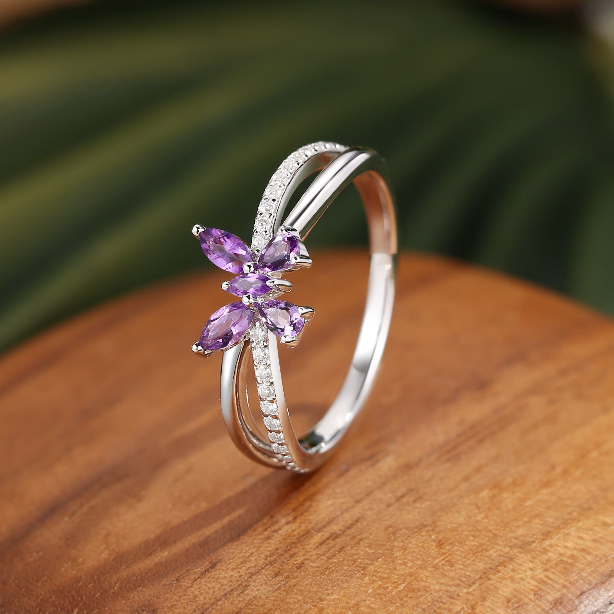 Breeze - Butterfly Cut Amethyst Twist Engagement Ring