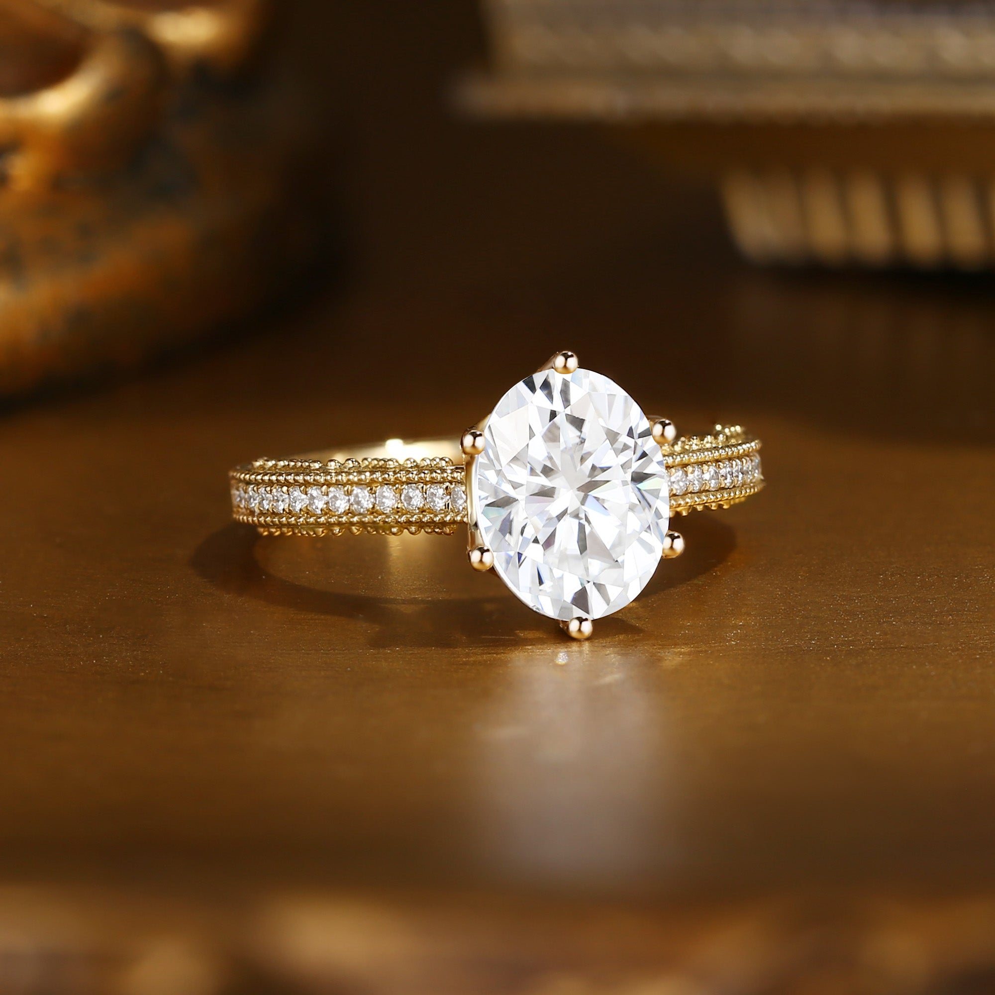 Anastasie - Vintage Milgrain Moissanite Relief Engagement Ring