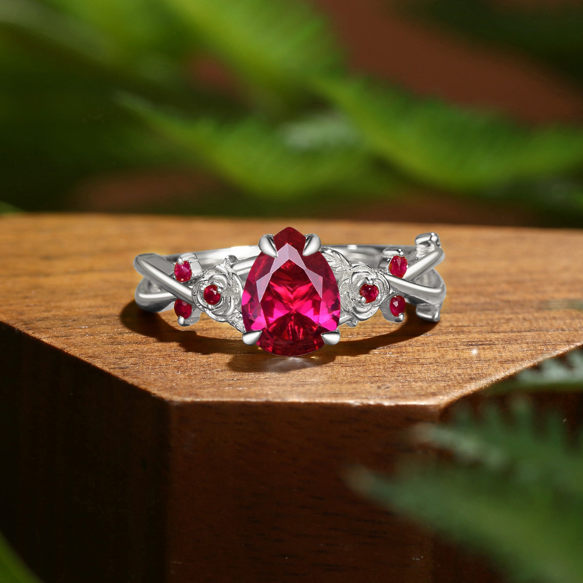 Romy - Black Gold Ruby Rose Knight Flower Inspired Engagement Ring