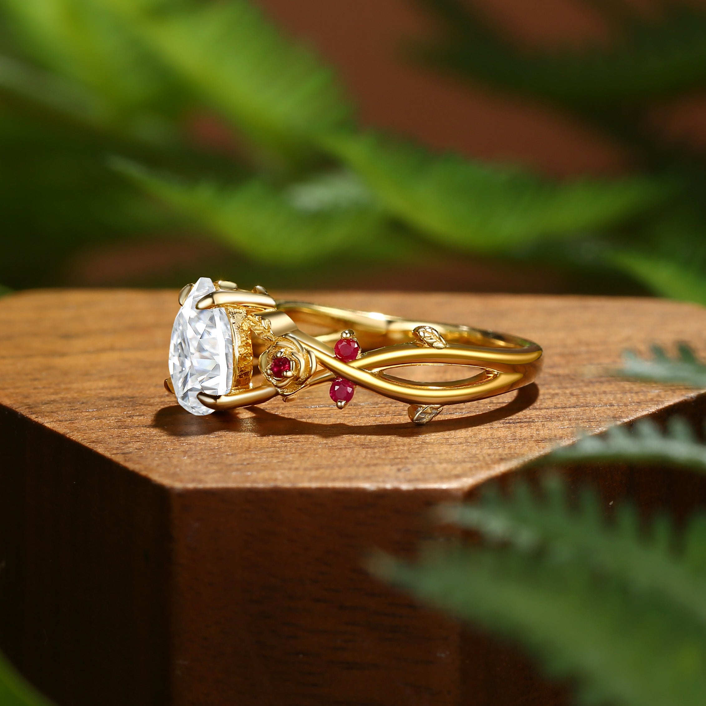 Romy - Pear Cut Moissanite Rose Flower Inspired Engagement Ring