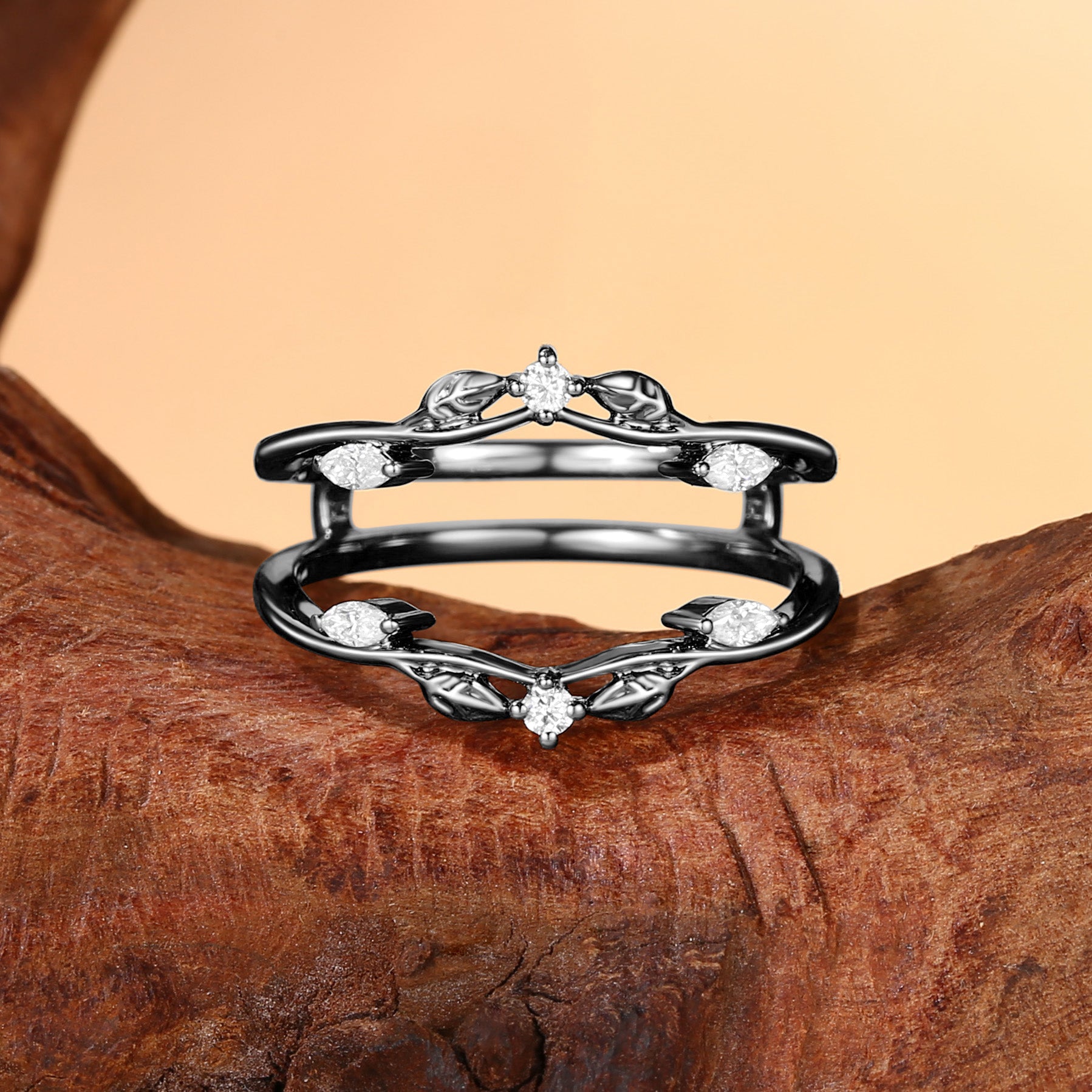 Greta - Moissanite Nature Inspired Enhancer Wedding Band